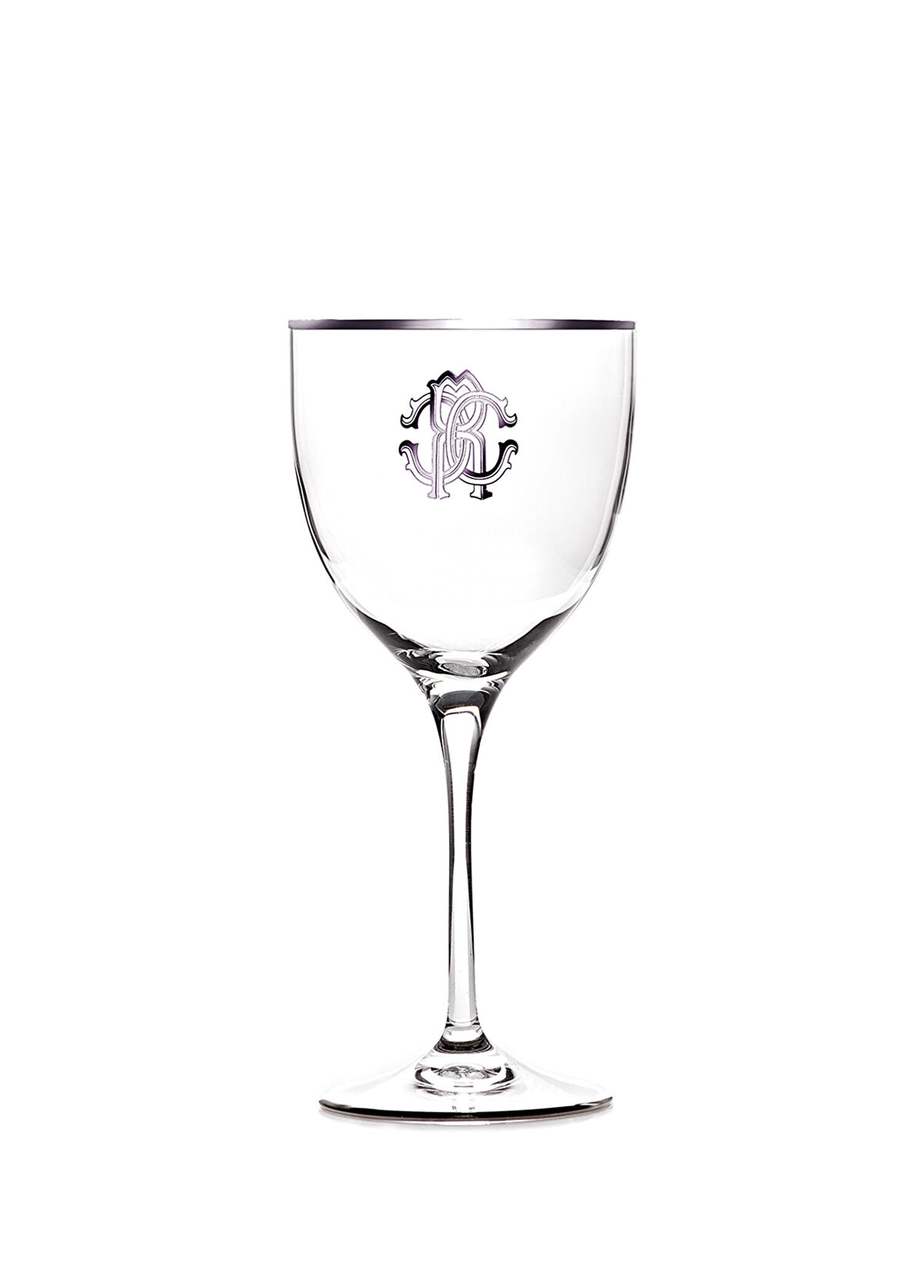 Roberto Cavalli Monogram Platin Dekorlu Kristal Su Kadehi - 1