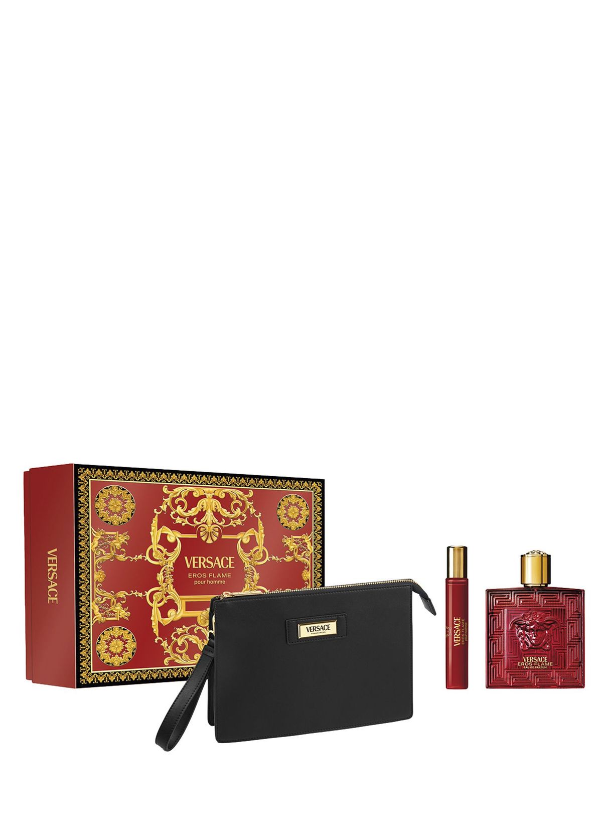 Versace Eros Flame EDP 100 ml Perfume + Travel Size 10 ml + Bag Men's Perfume Set - 1