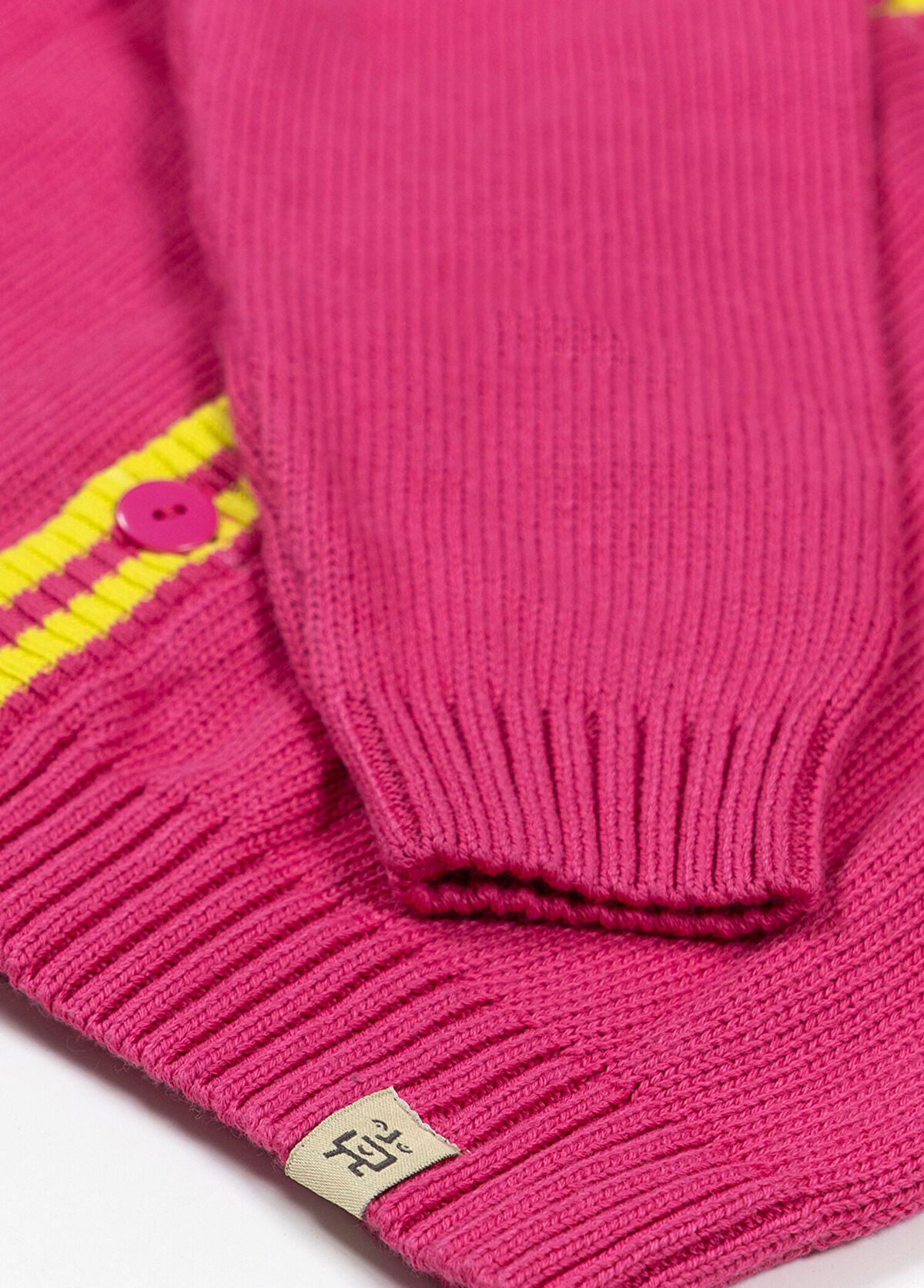 Beetlebeez Stripes Renkli Biyeli Pembe Kız Çocuk Triko Hırka - 3