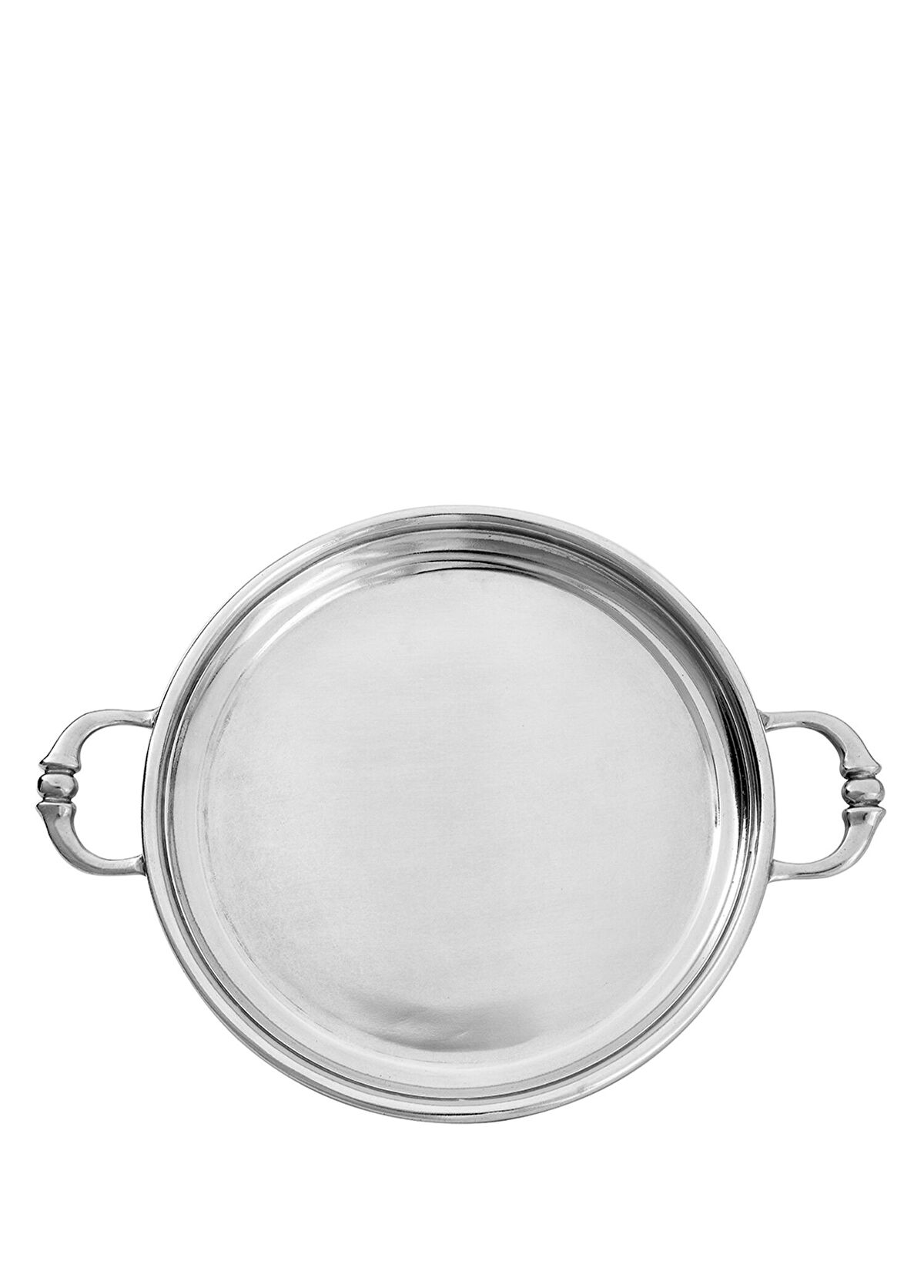 King's Pewter Silver Color Round Pewter Tray - 1