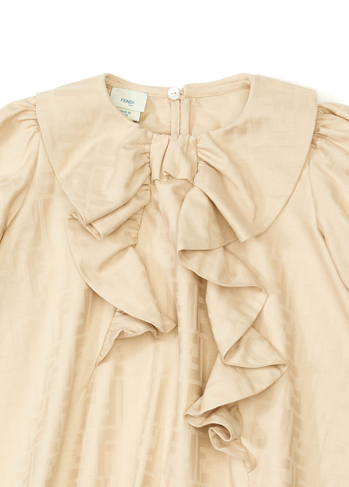 Fendi Bej Logo Desenli Kız Çocuk Elbise - 3