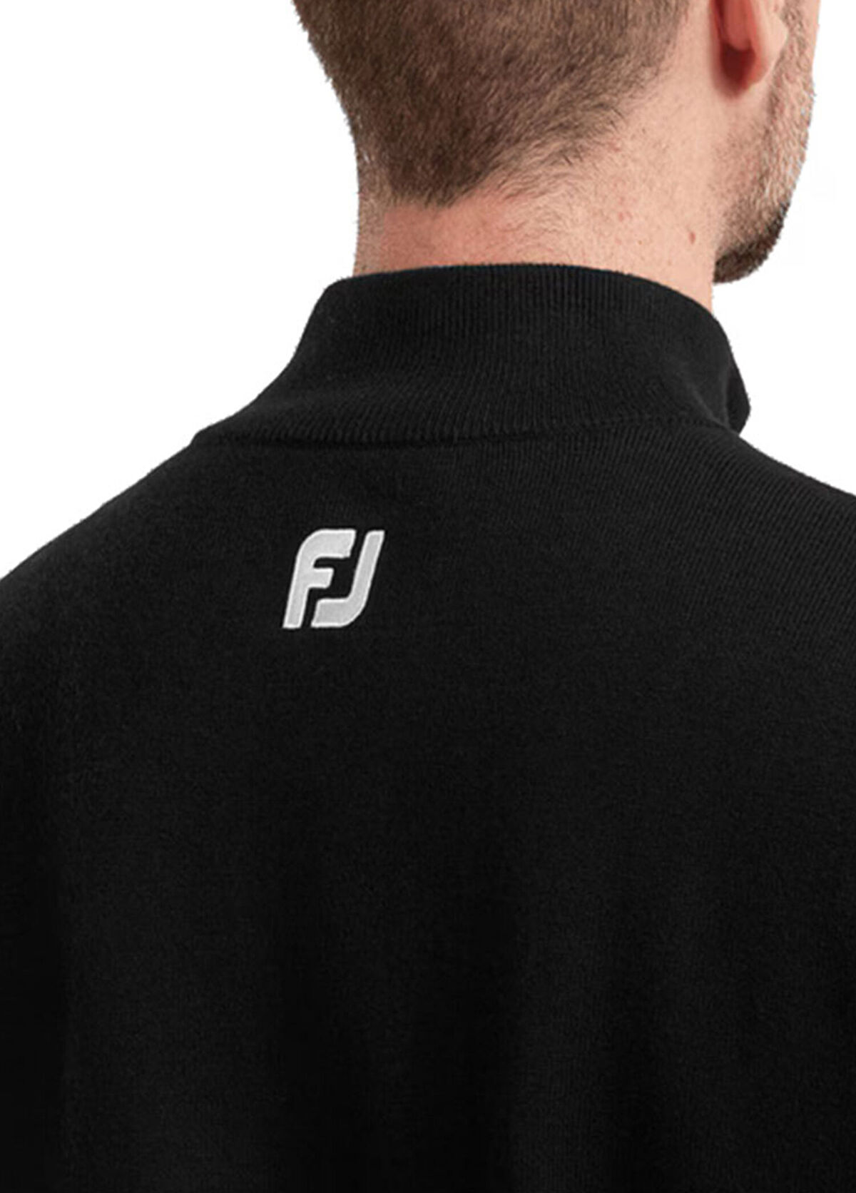FootJoy Black Wool Blend Half Zipper Lined Men's Golf Sweater - 3
