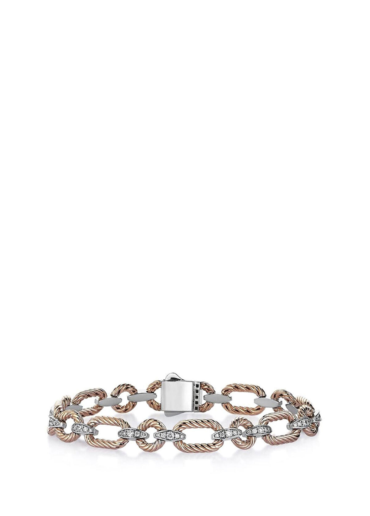 Markiz Jewelery Chain 14K White and Rose Gold Women's Diamond Bracelet - 1