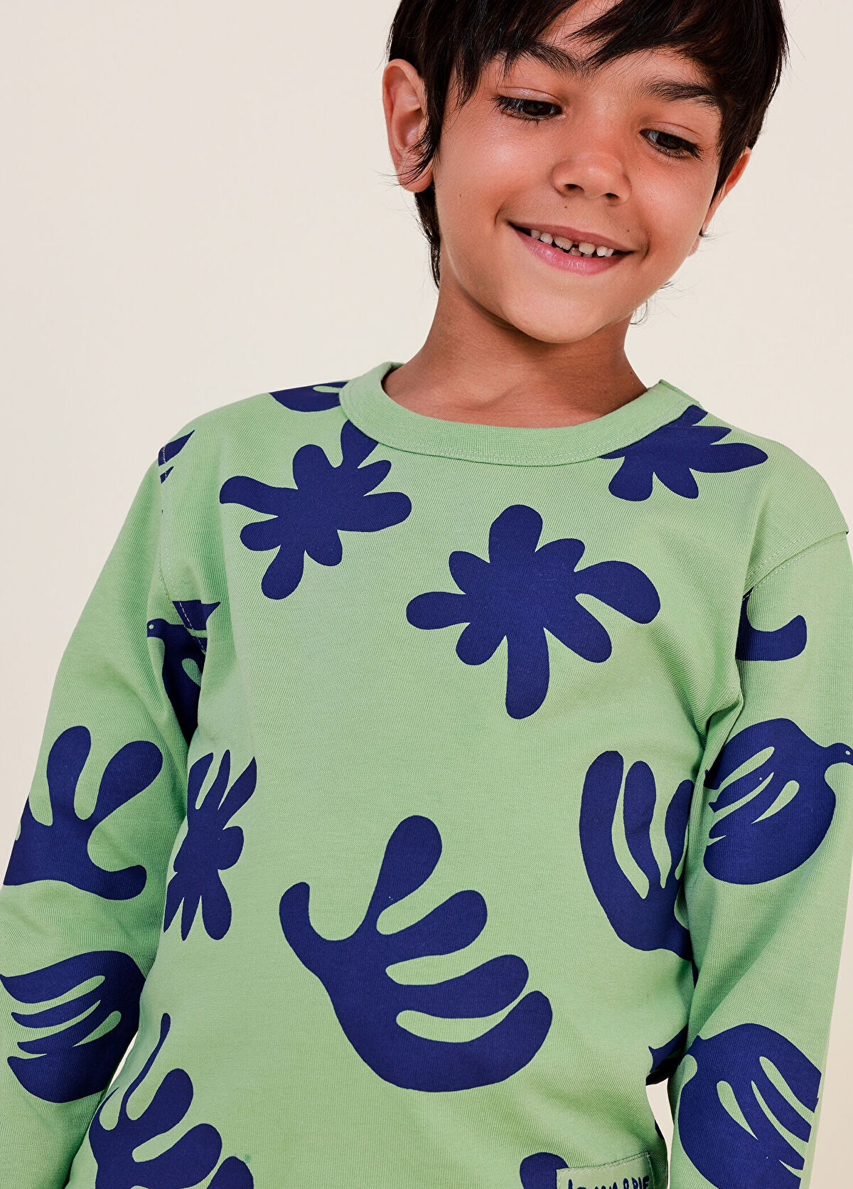 Lemon & Pie Printy Green Cotton Long Sleeve Unisex Kids T-shirt - 3