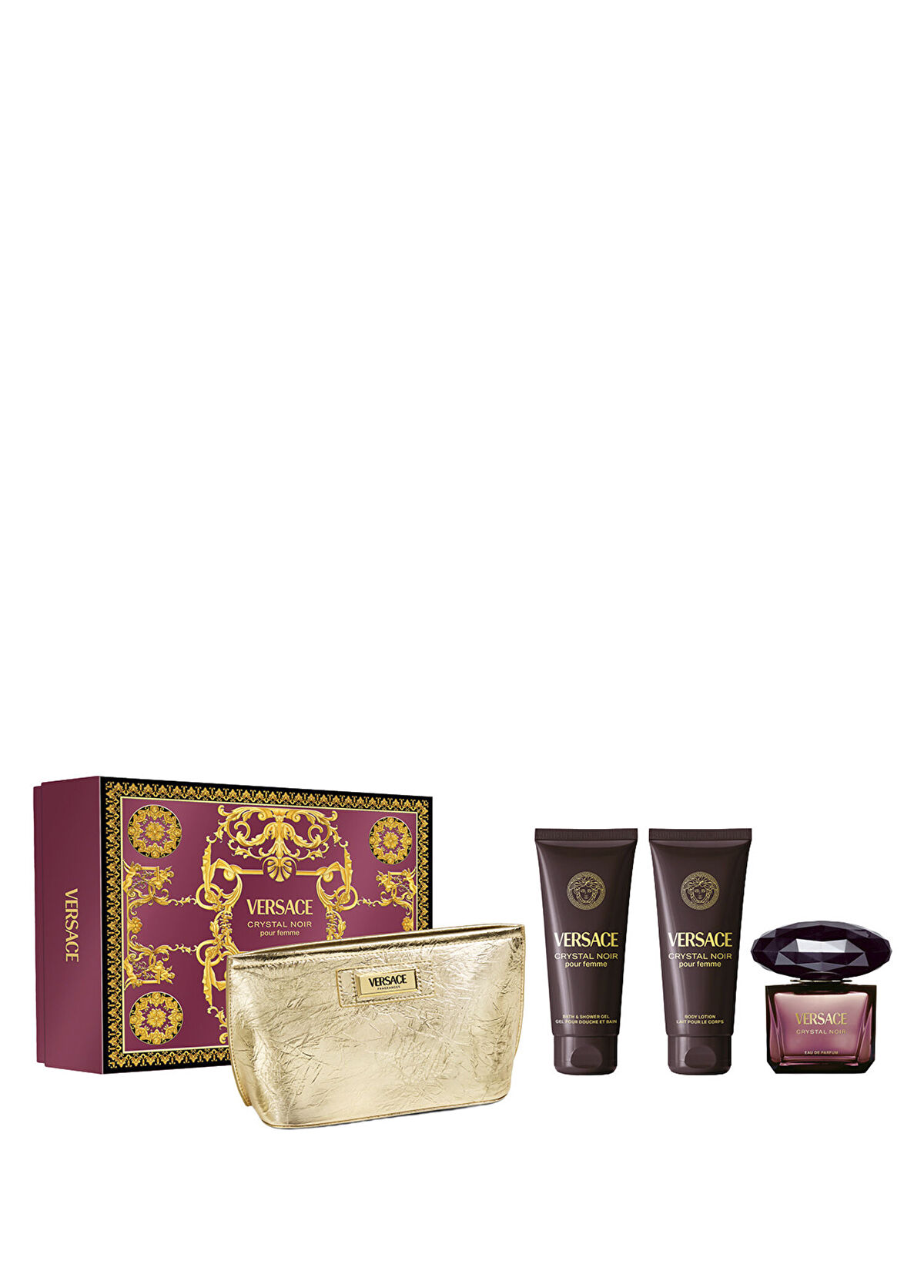 Versace Crystal Noir EDP 90 ml Parfüm + Duş Jeli 100 ml + Vücut Losyonu 100 ml + Çanta Kadın Parfüm Seti  - 1