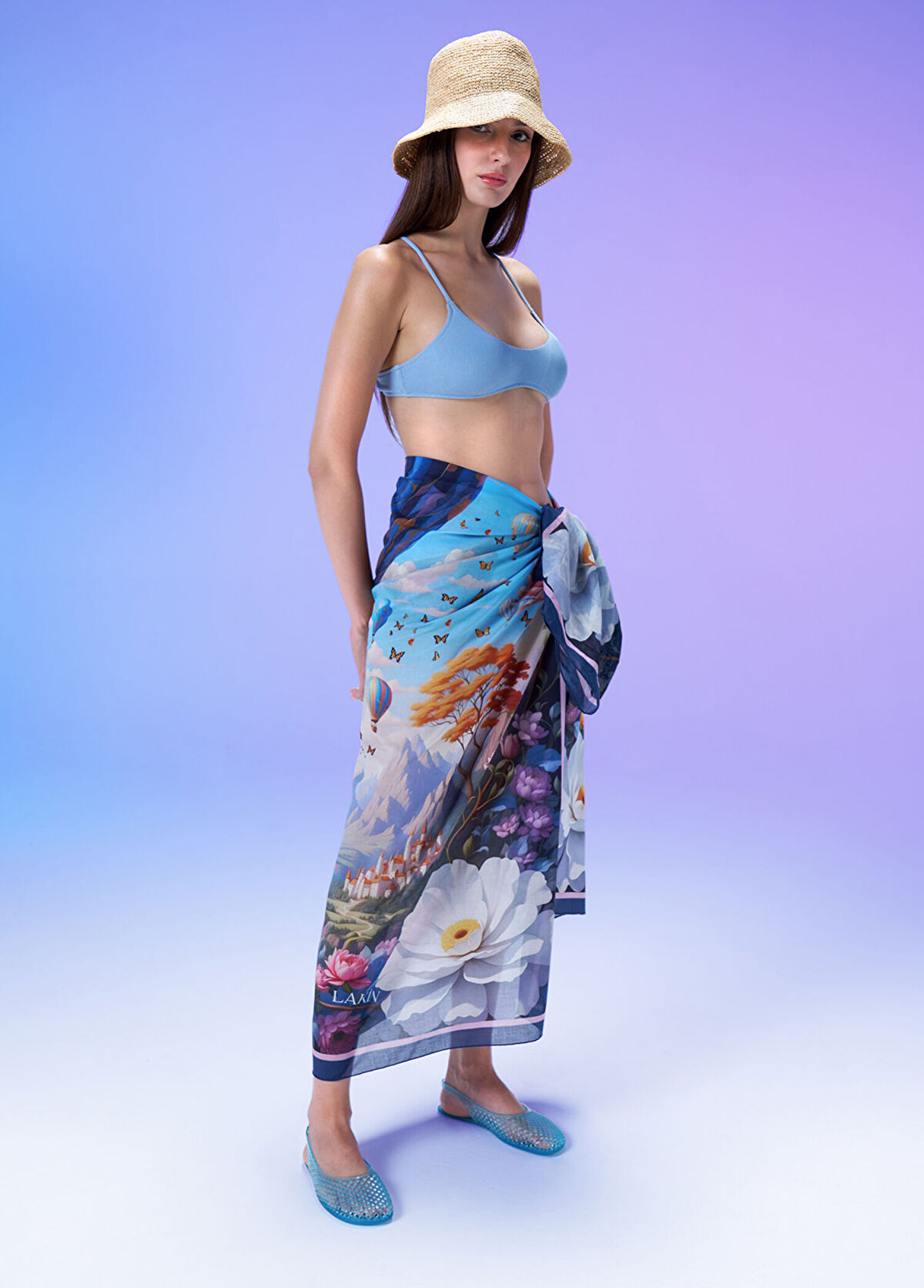 Lakin Camelot Trip Patterned Cotton Women's Pareo and Shawl - 3