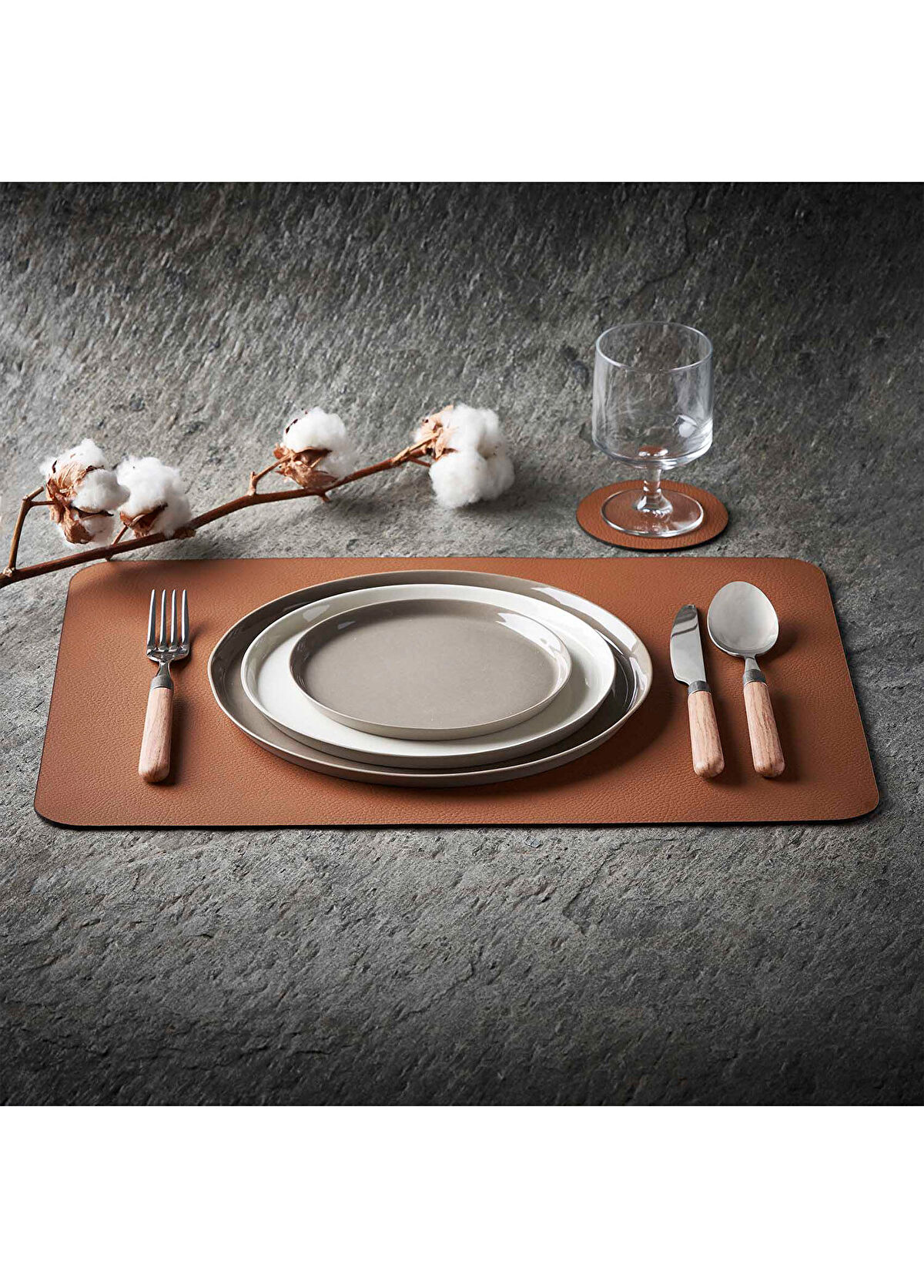 Esma Dereboy Taba Dikdörtgen Deri Amerikan Servis - 3