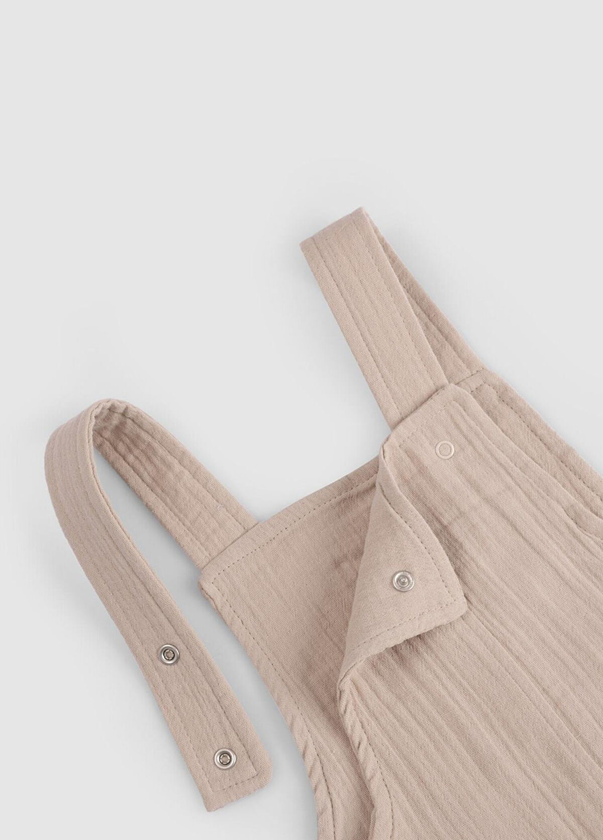 Little Gusto Beige Organic Cotton Muslin Unisex Baby Shorts Salopet - 3