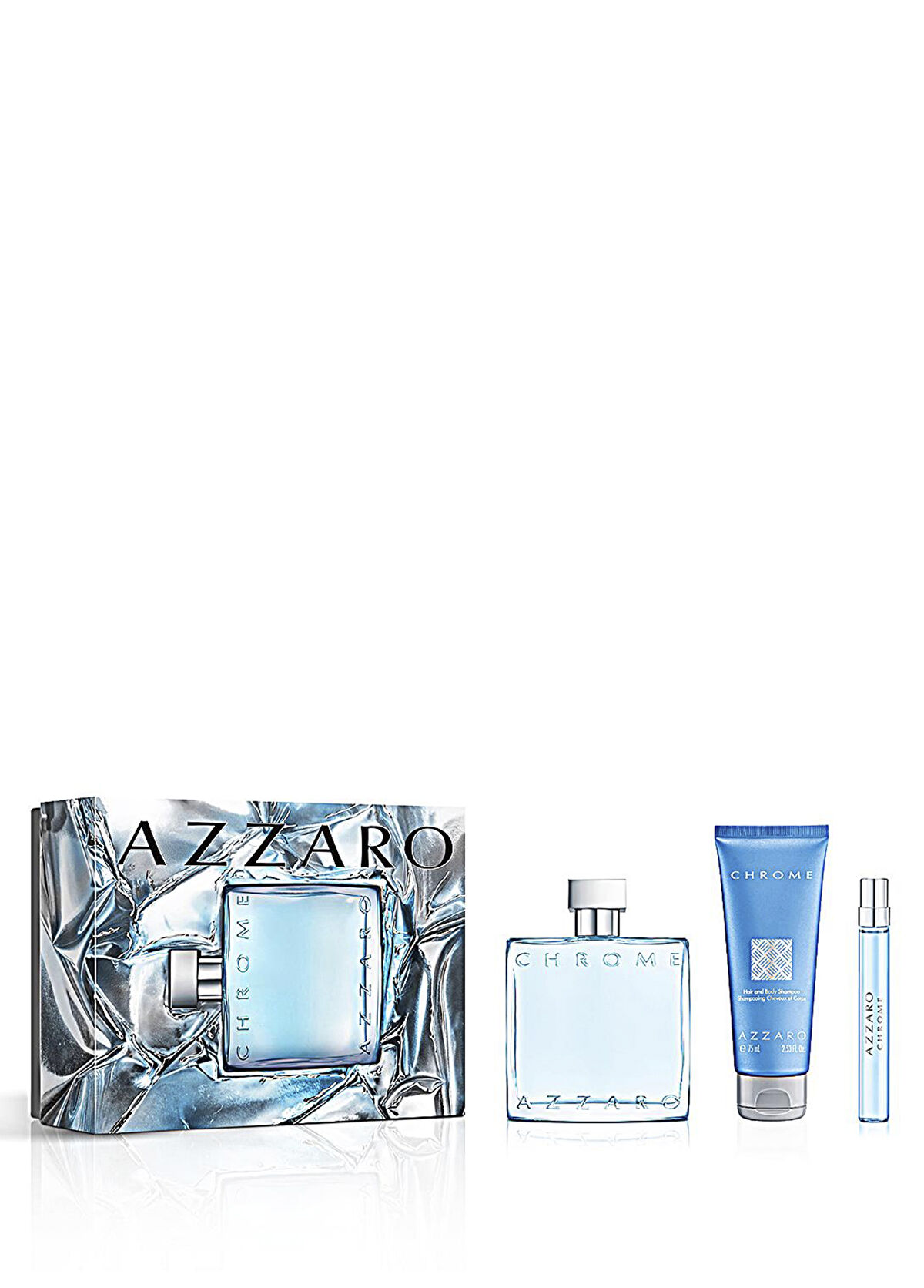 Azzaro Chrome EDT 100 ml + Hb75 Shampoo 75 ml + H25 EDT 10 ml Men's Perfume Set - 1