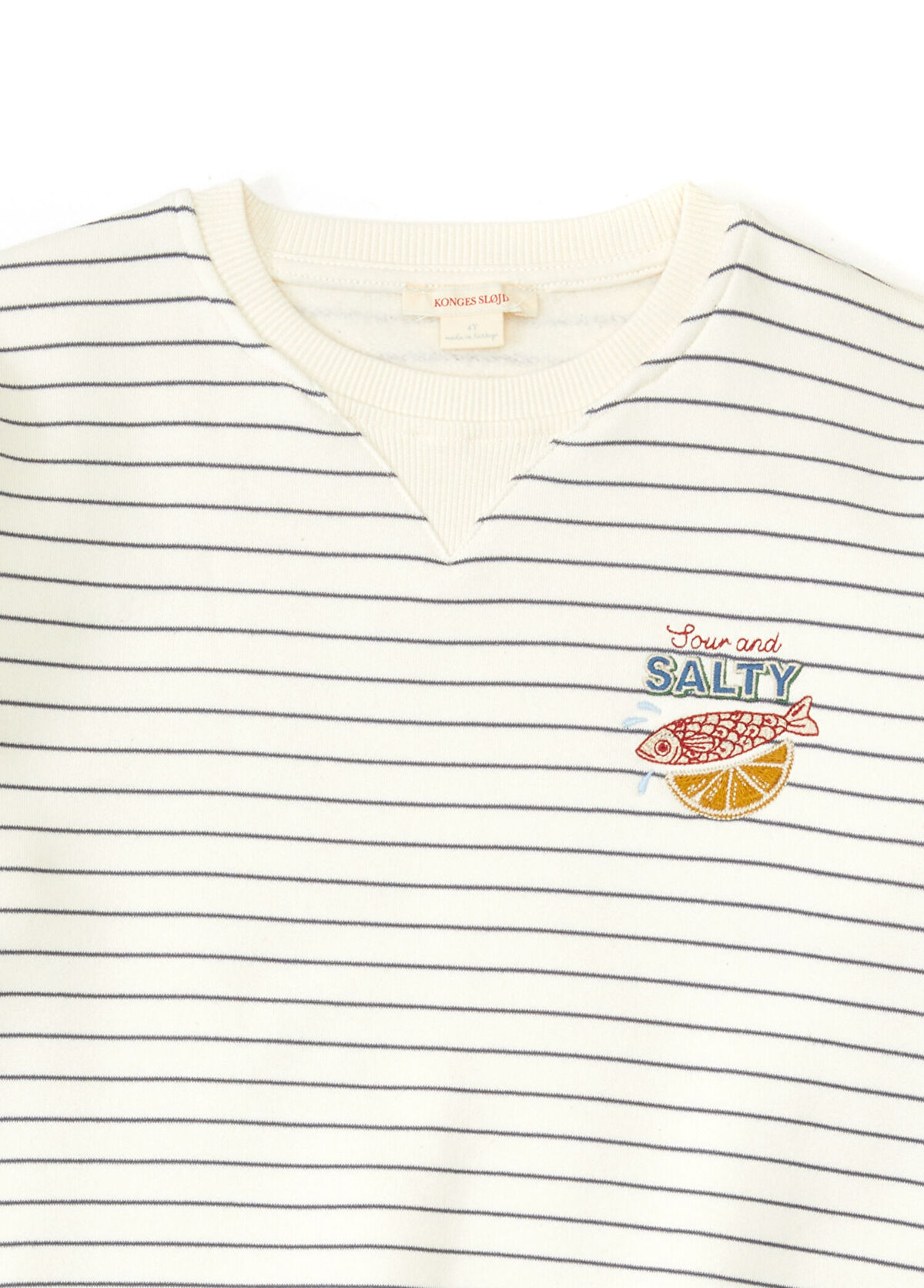 Konges Slojd Beyaz Mavi Çizgili Çocuk Organik Pamuk Sweatshirt - 3