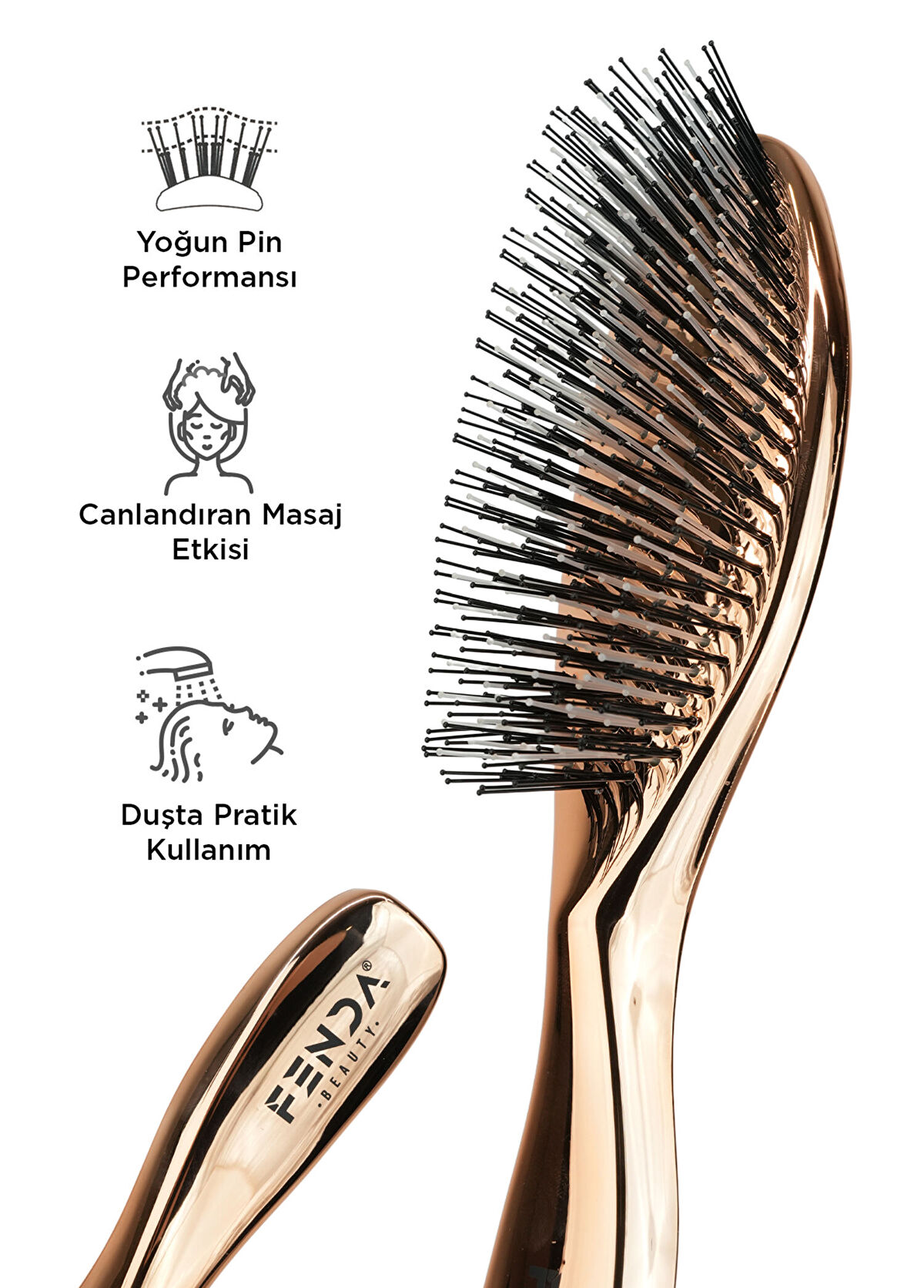 FENDA Profesyonel Meteor Bronze 4 Pinli Slim Bronz Saç Fırçası - 3