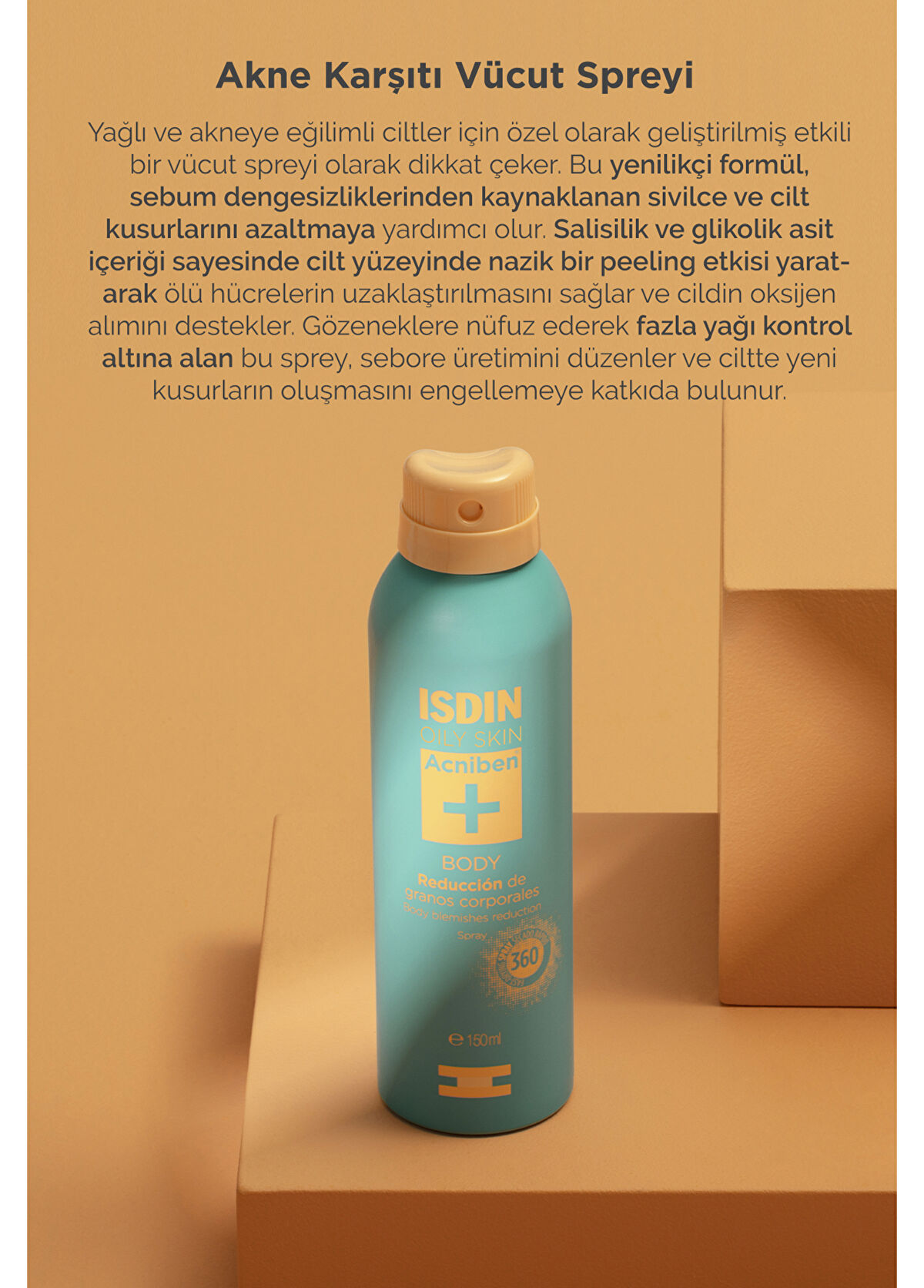 Isdin Acniben Body Spray Yağlı ve Akneye Eğilimli Ciltler İçin Vücut Spreyi 150 ml - 3