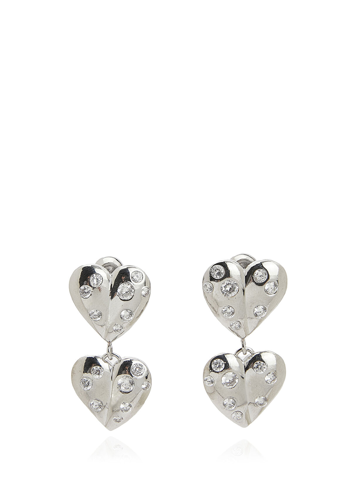 Beymen Club Zircon Stone Heart Detailed Women's Earrings - 3