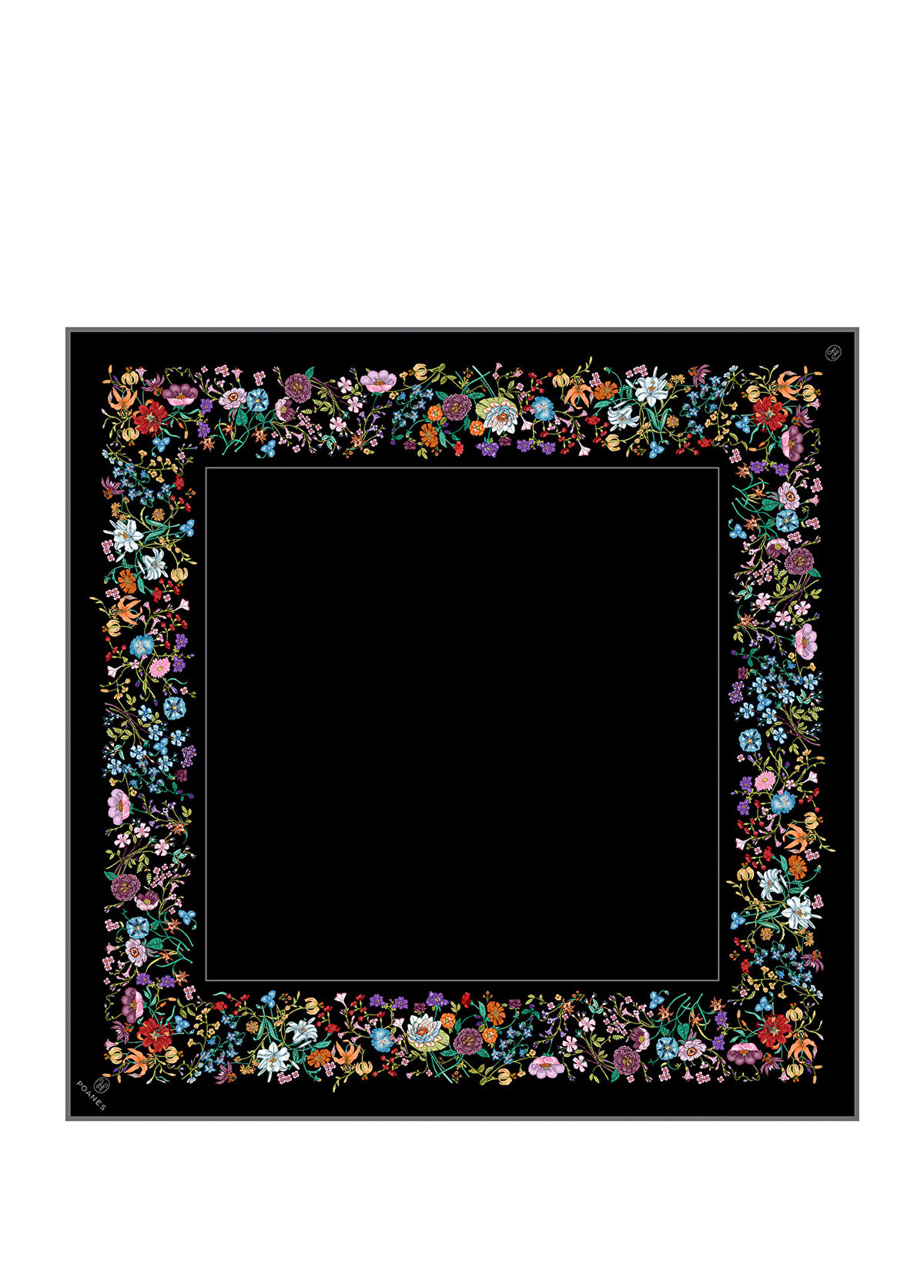 Poanes Floral Border Patterned Twill Silk Women's Scarf - 1