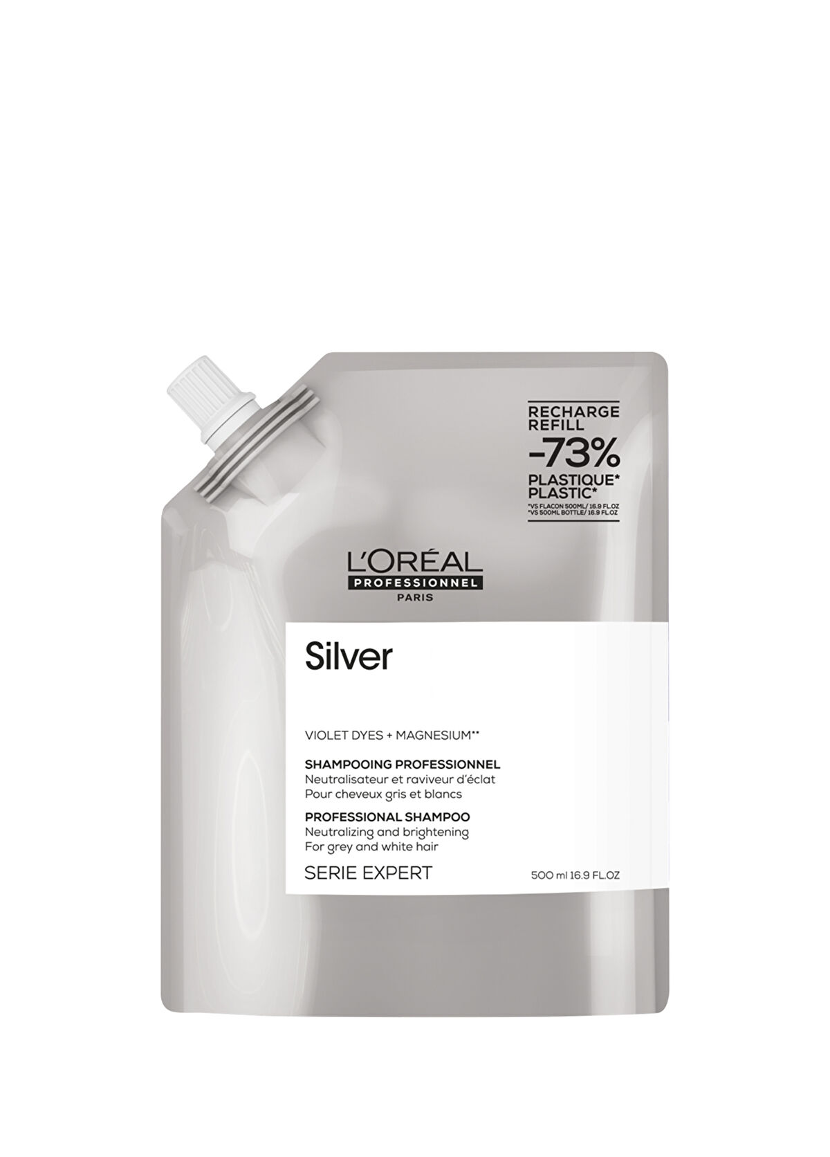 Loreal Professionnel Paris Serie Expert Silver Çok Açık Sarı & Gri & Beyaz Saçlar için Renk Dengeleyici Mor Refil Şampuan 500 ml - 1