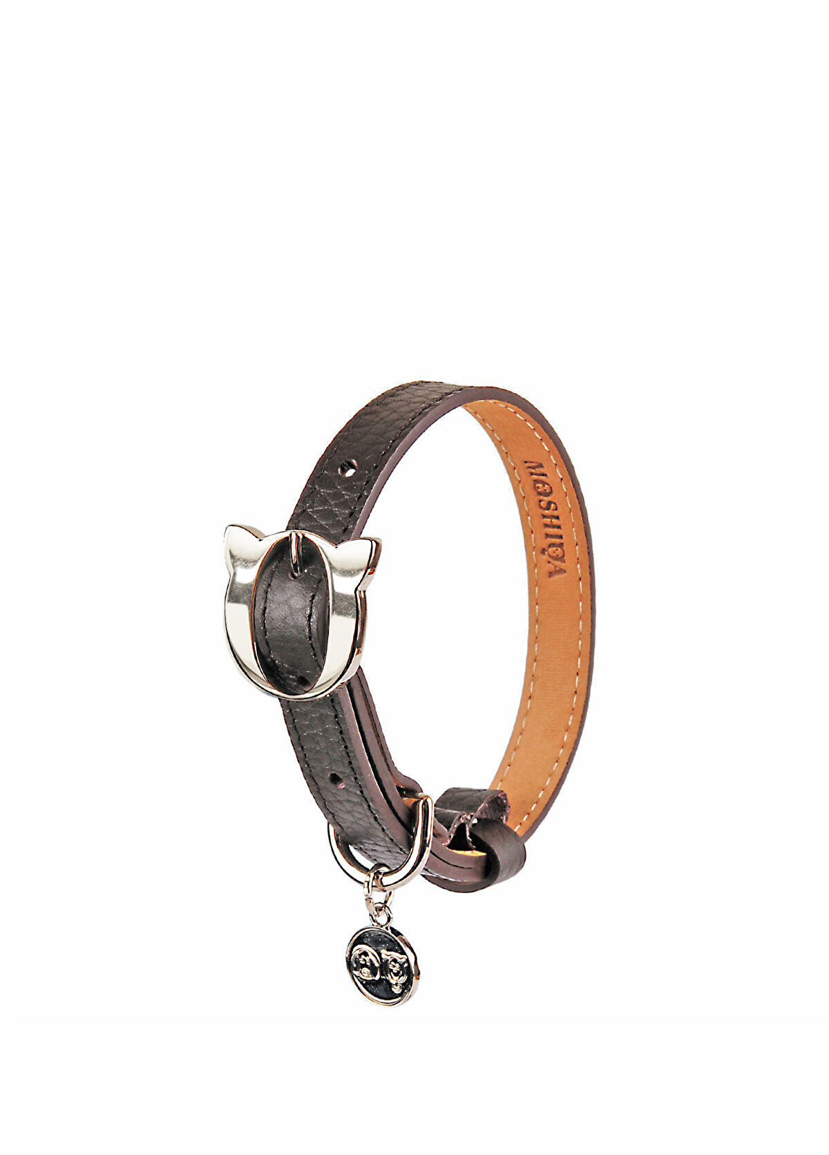 Moshiqa Lilo Brown Leather Cat Collar - 1