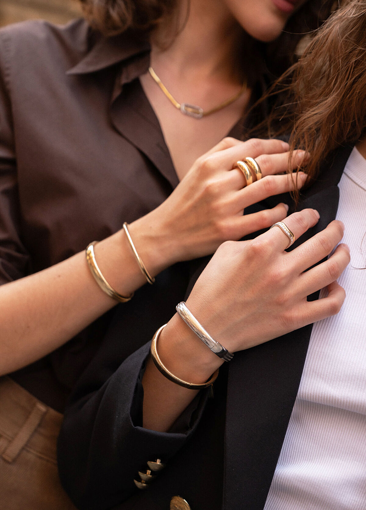 Jess Bold Beyaz Flex 14 Ayar Altın Kadın Bileklik - 3