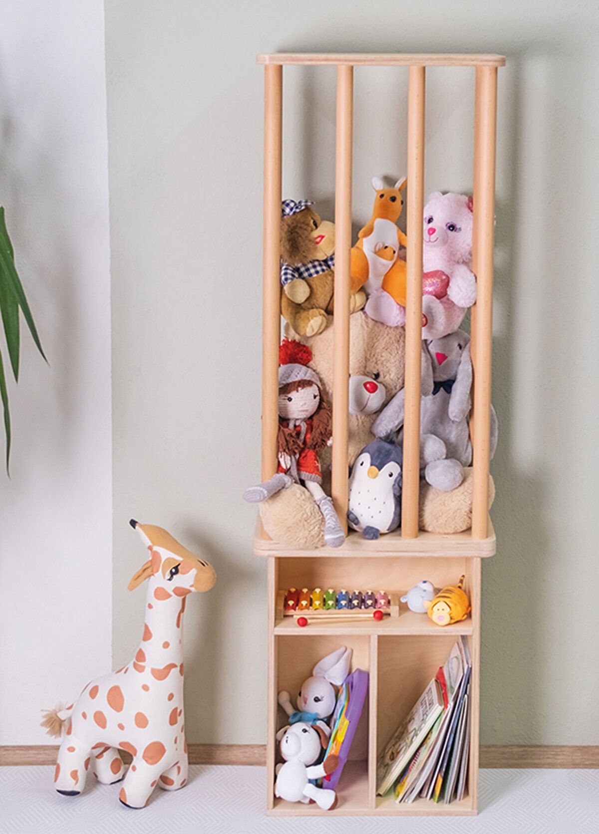 Orfis Kids Montessori Birch Wood Plush Toy Storage Unit and Bookcase - 3