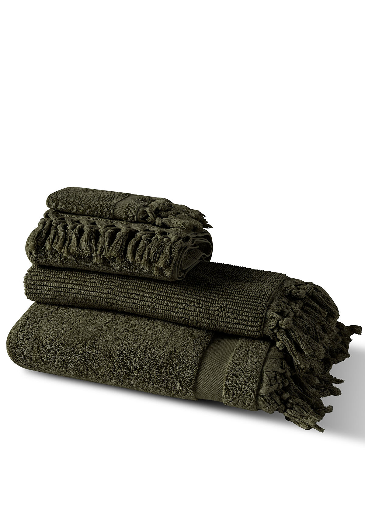 Ren Home Jumbai Pastoral Haki Pamuklu El Havlusu 50x100 cm - 3