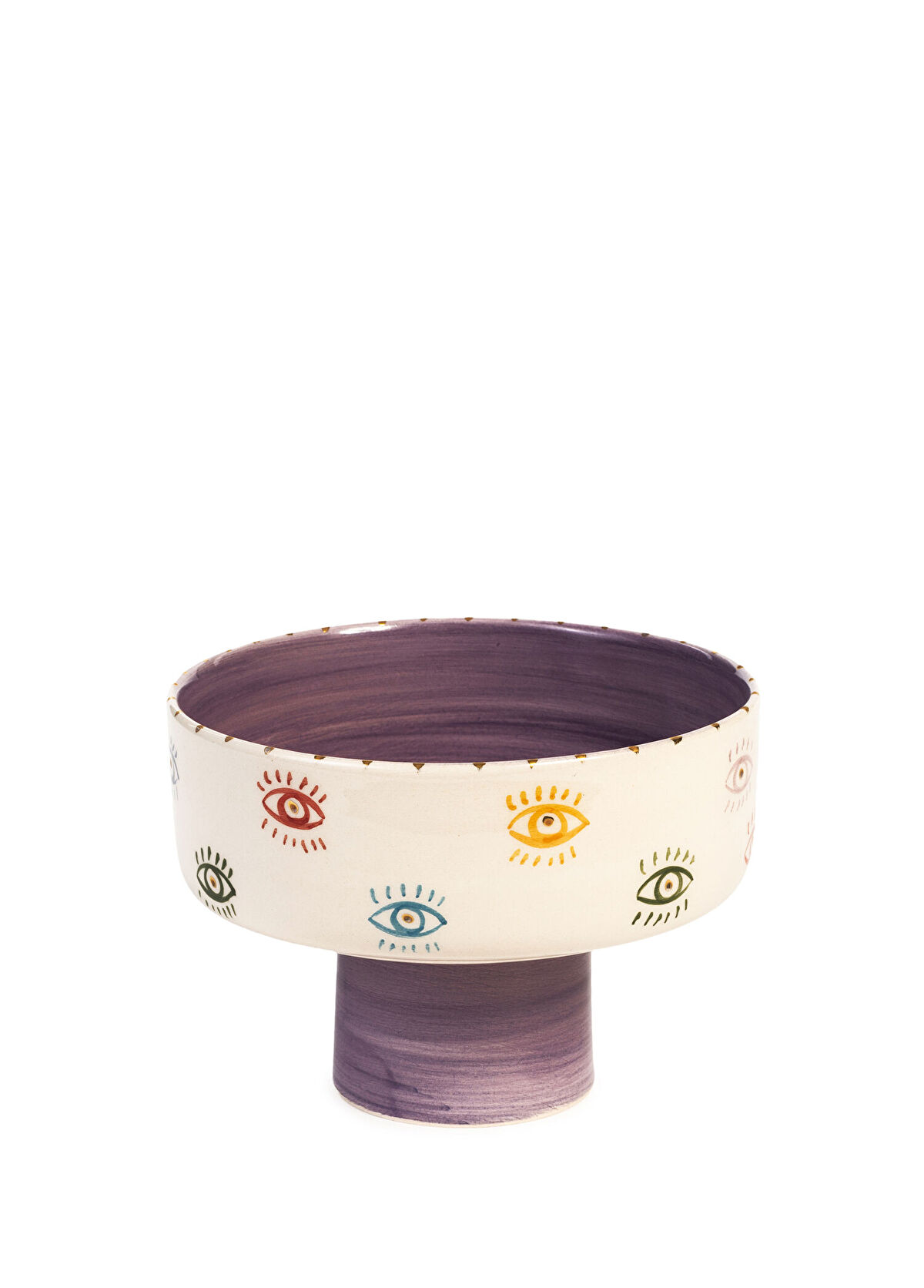 Feeling Good Inside Colourful Eyes Kısa Ayaklı Mor Seramik Servis Tabağı - 1