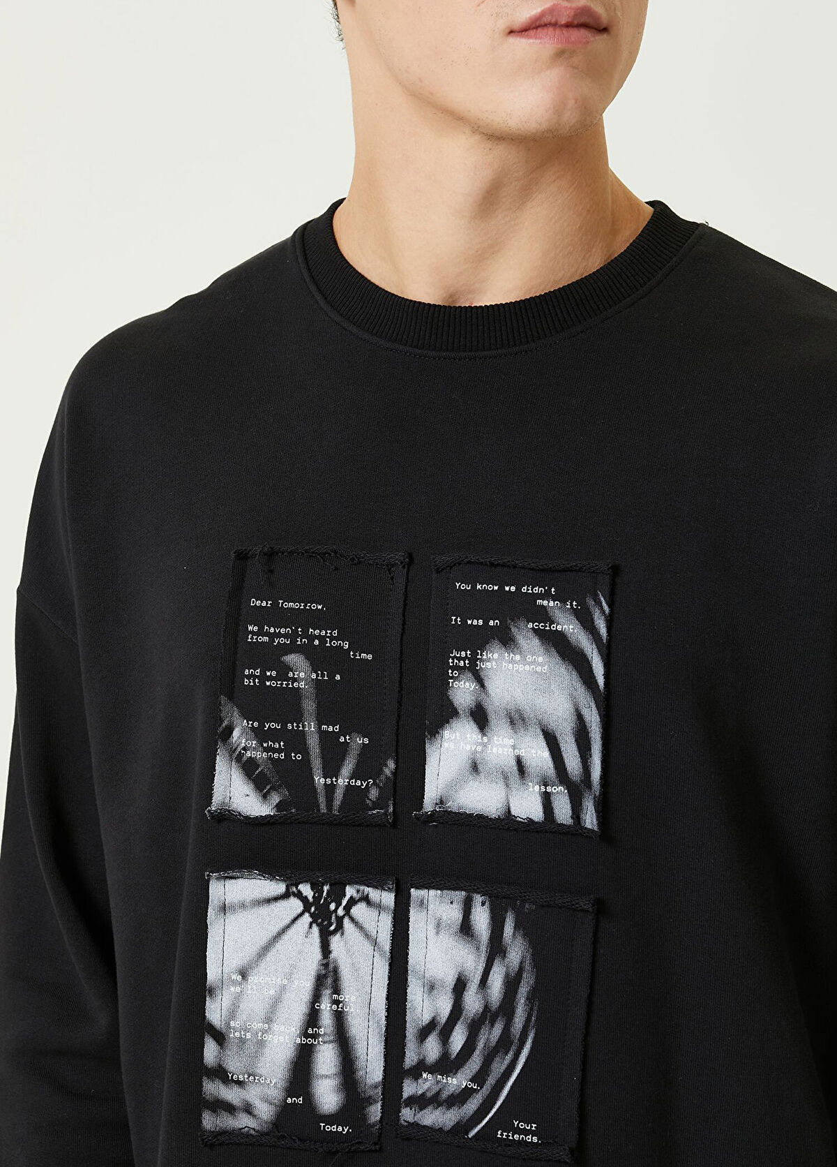 Turn & Bake Tomorrow Siyah Baskılı Bisiklet Yaka Erkek Sweatshirt - 3