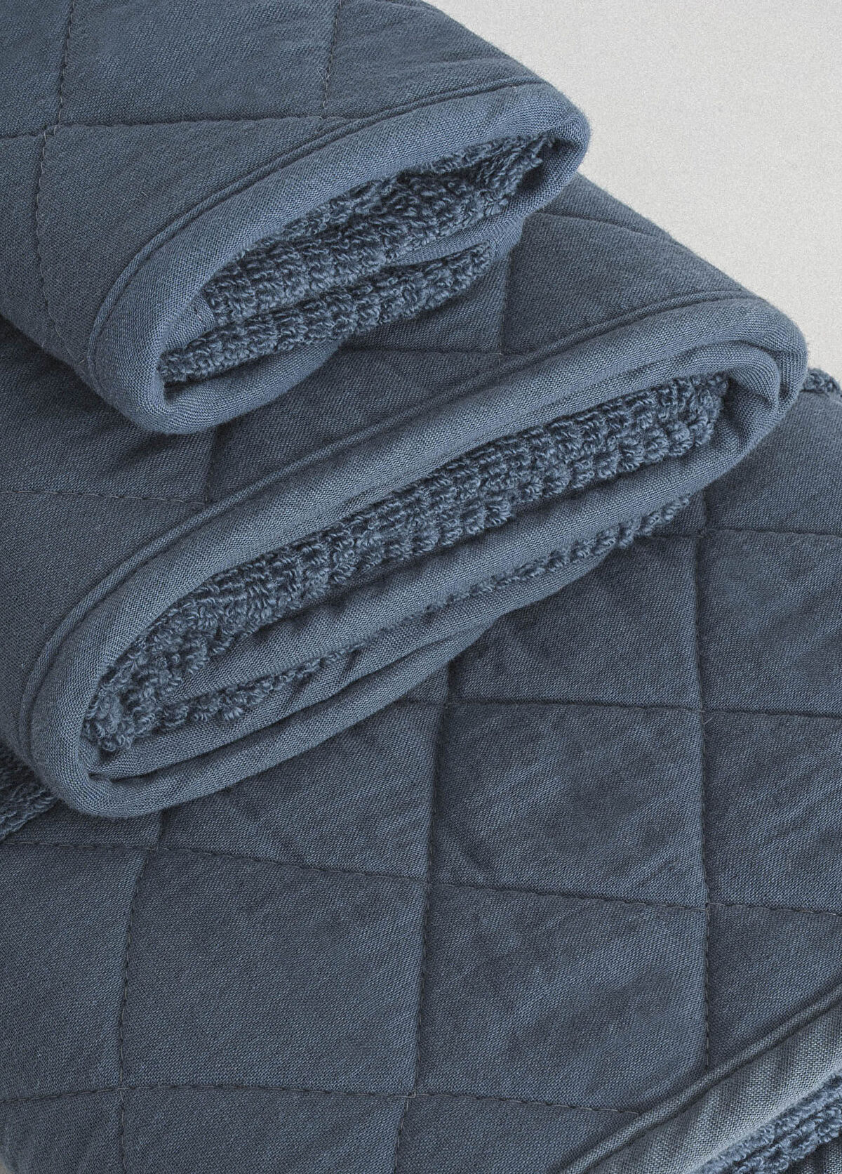 Ecocotton Hüma 3-Piece Towel Set 100% Cotton Quilted Navy Blue - 3