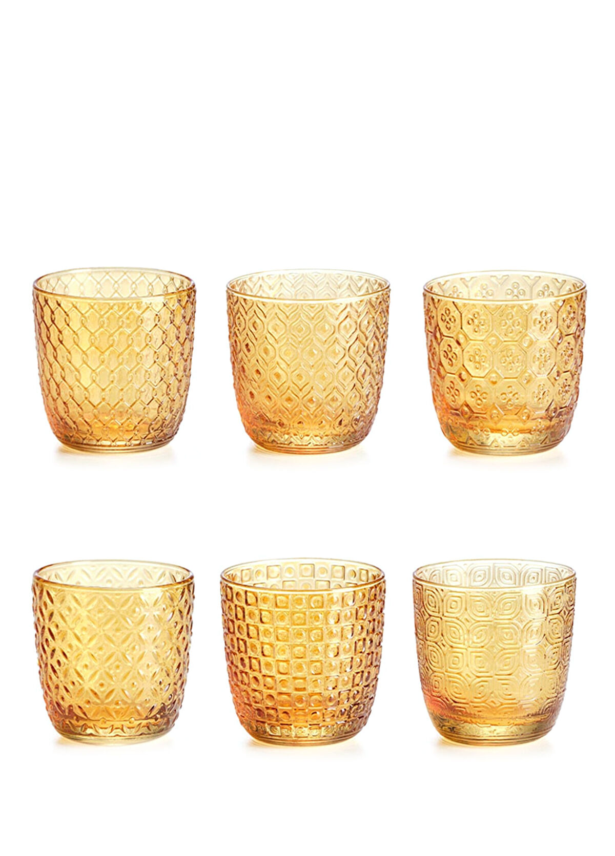 I.V.V Sixties Amber Glass Set of 6 Water Glasses - 1