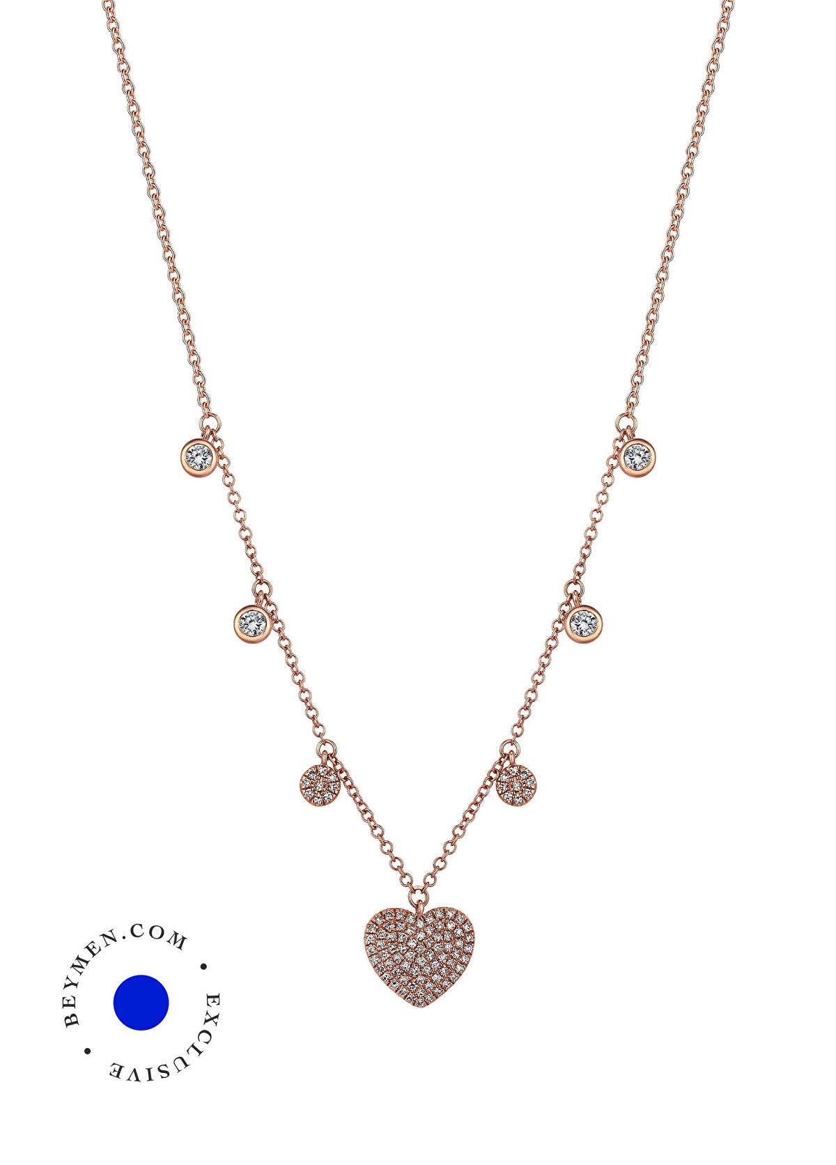 Reis Kuyumculuk Heart Mix 14 Ayar Rose Altın Kadın Kolye - 1