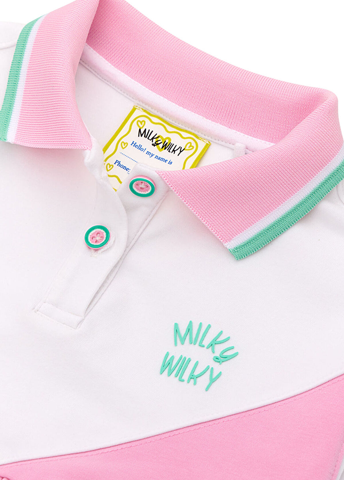 Pembe Polo Yaka Uzun Kollu Kız Çocuk Elbise - Görsel 4