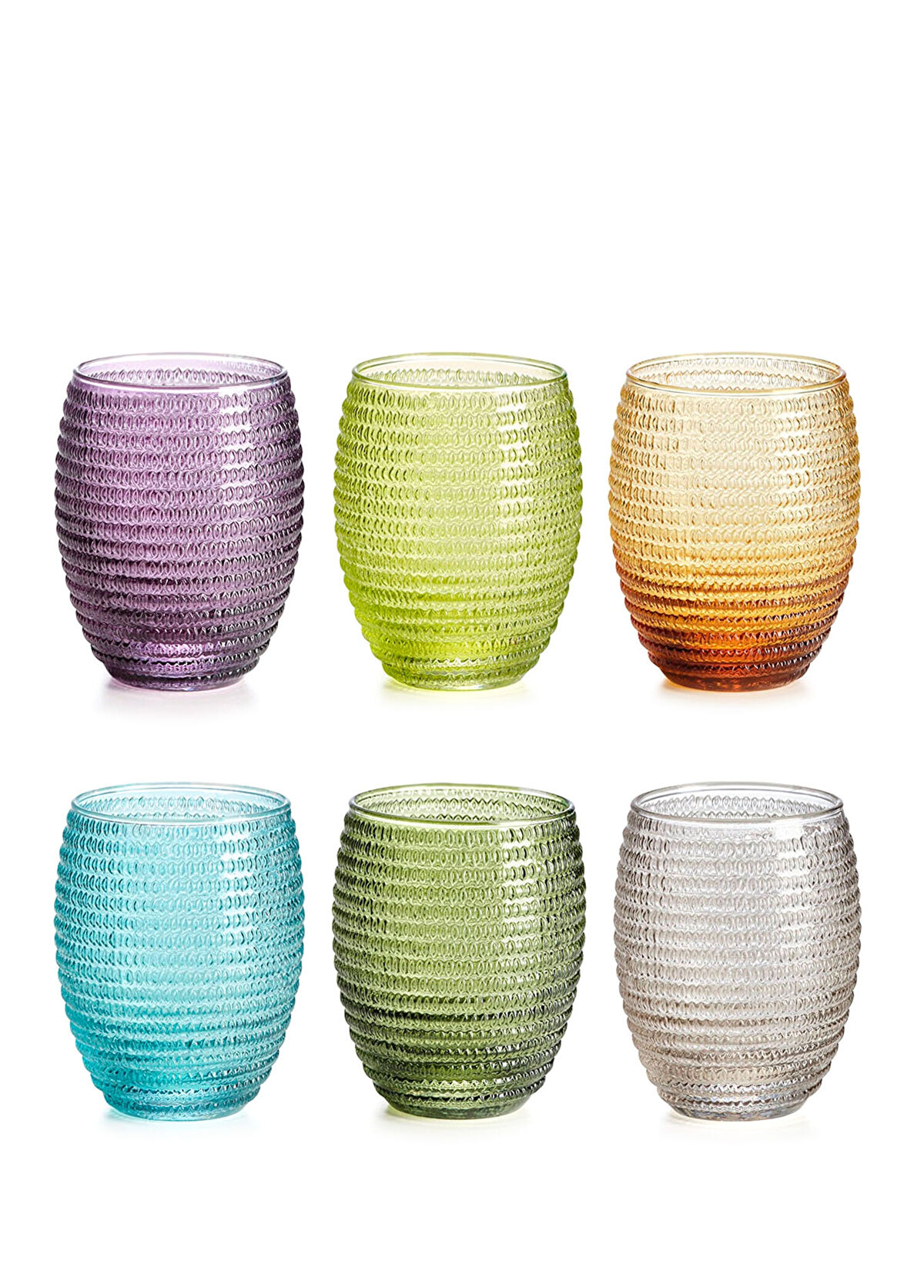 I.V.V Helix Colored Glass 6-Piece Water Cup Set - 1