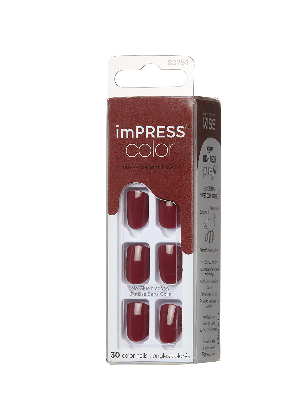 Impress Color Bordo Kendinden Yapışkanlı Kısa Parlak Takma Tırnak - 3