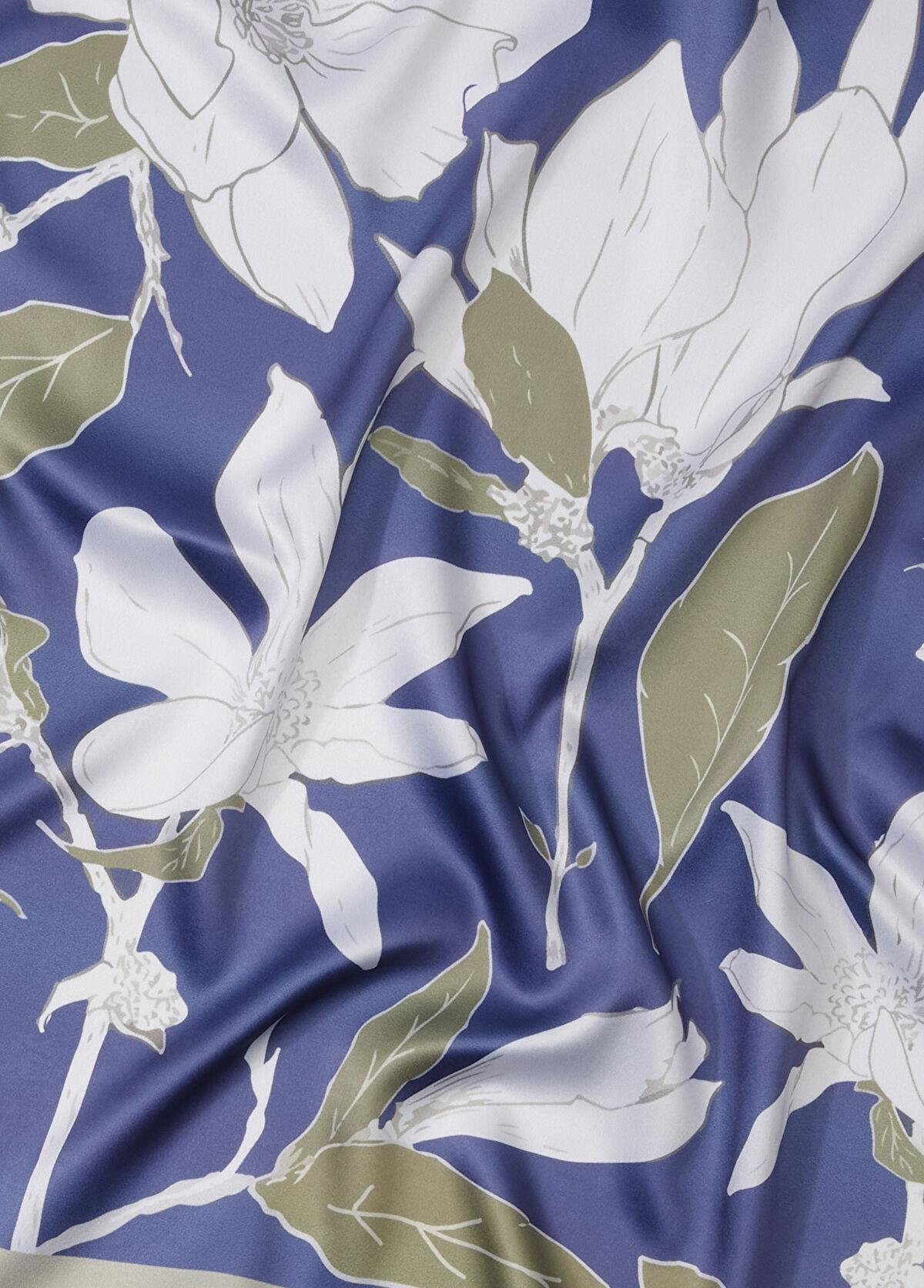 Beymen Club Blue Green Patterned Women's Satin Scarf - 3