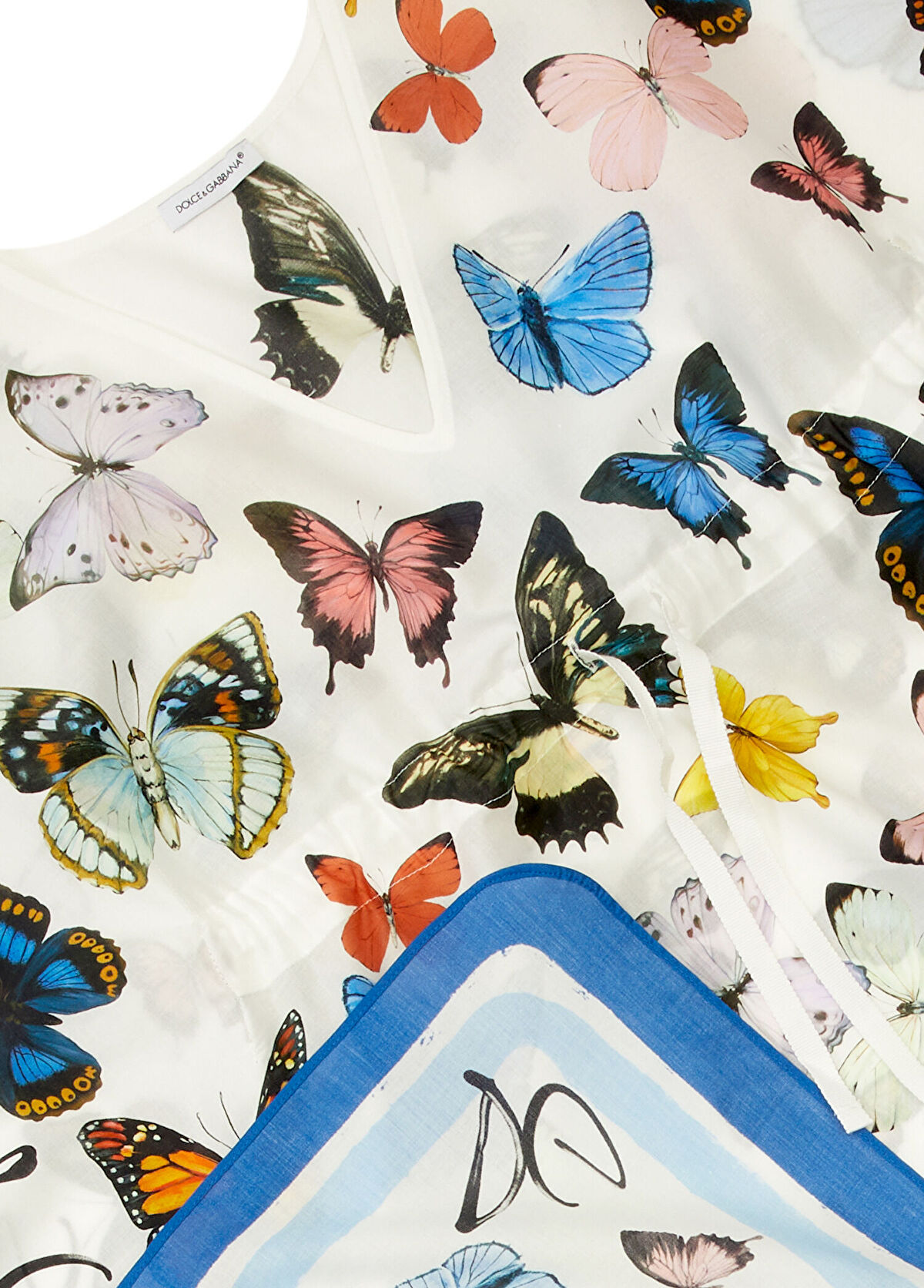 Dolce&Gabbana Mavi Beyaz Kelebek Baskılı Kaftan - 3