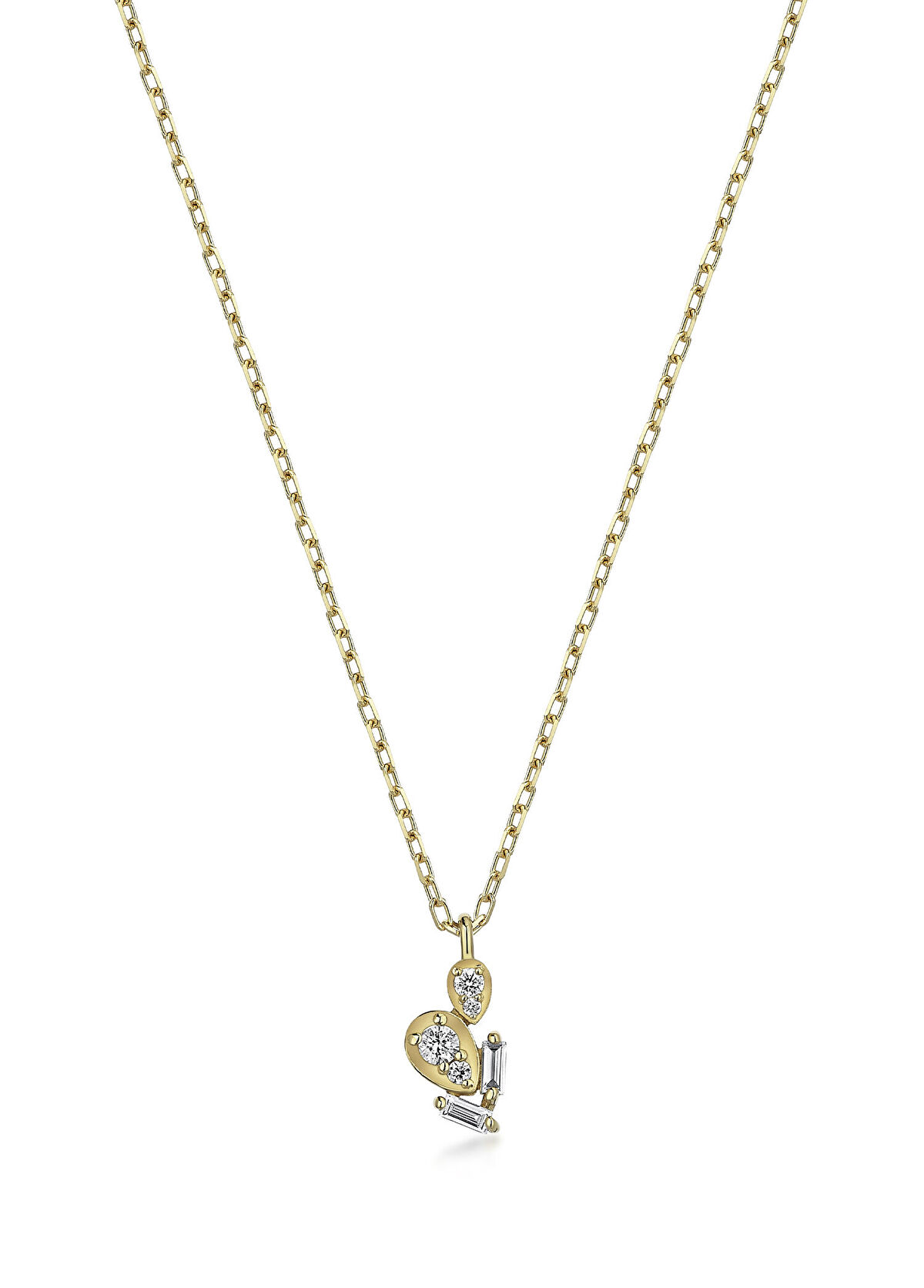 Foen Drova Duo Mini Pırlanta Taşlı 14 Ayar Altın Kadın Kolye  - 1