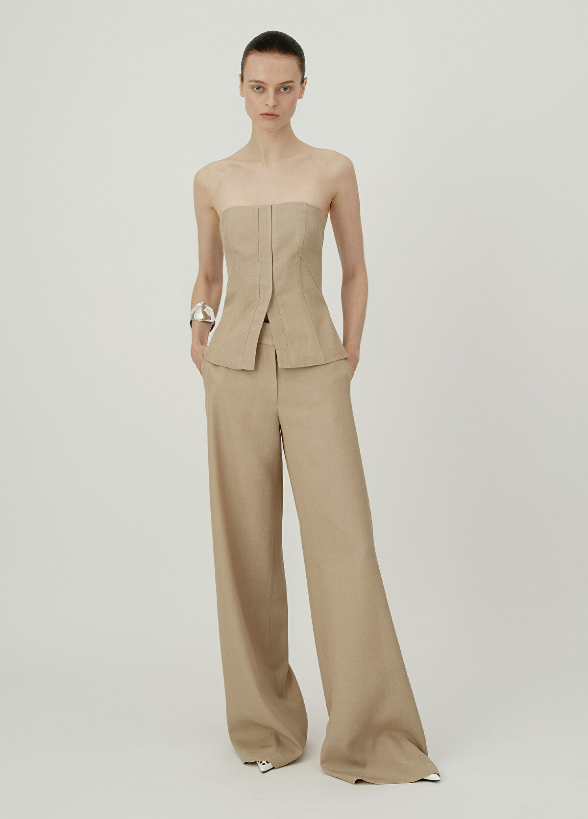 Rawe Grace Sütlü Kahve Straplez Kadın Bluz - 1