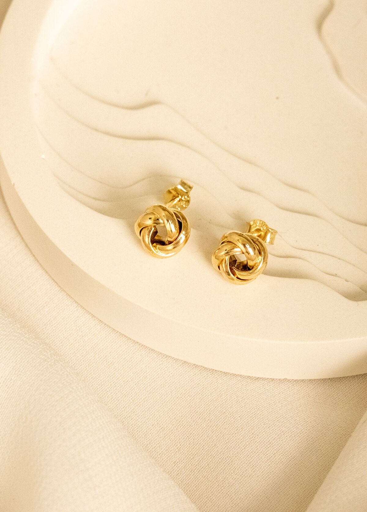 Safir Mücevher Sevgi Düğümü 14 Ayar Altın Kadın Küpe - 3