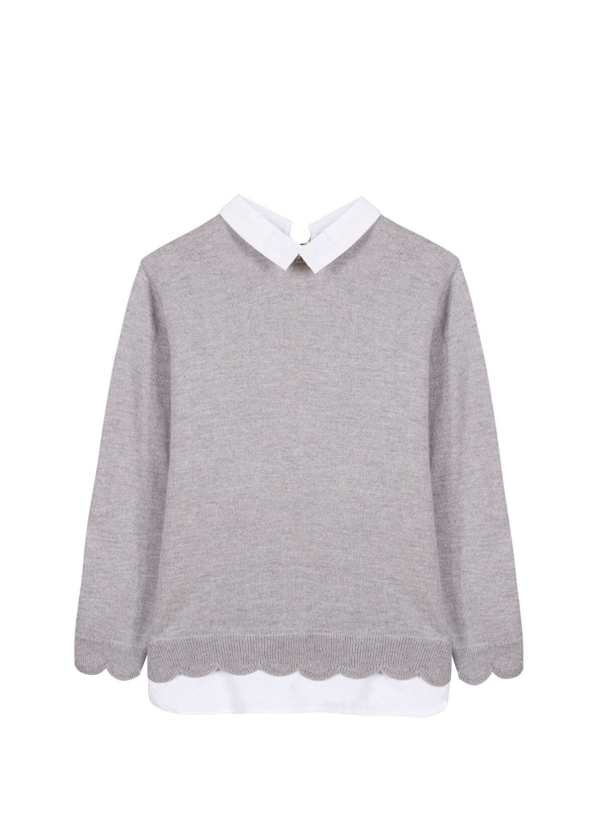 Tartine Et Chocolat Grey Shirt Collar Grey Sweater - 1