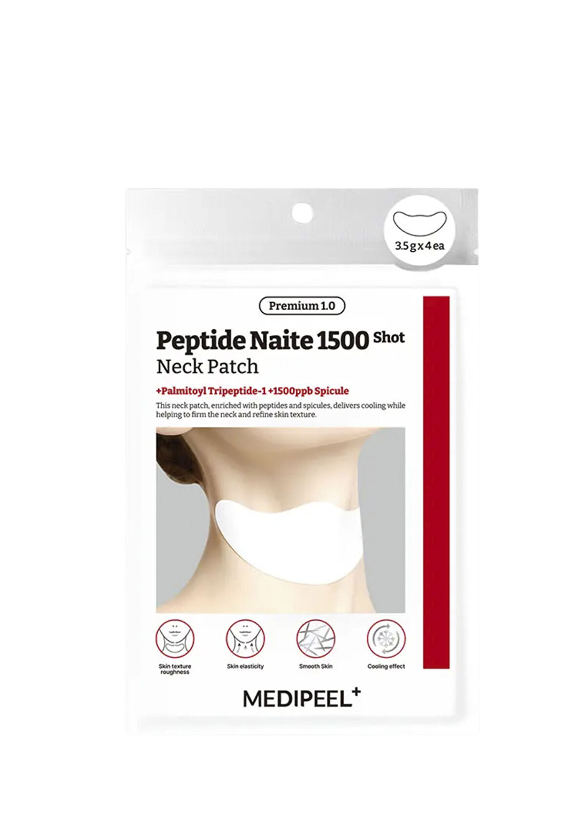 MEDIPEEL Premium Peptide Naite 1500 Shot Neck Patch 1 Yaşlanma Karşıtı Boyun Bandı 4 x 3,5 g  - 1