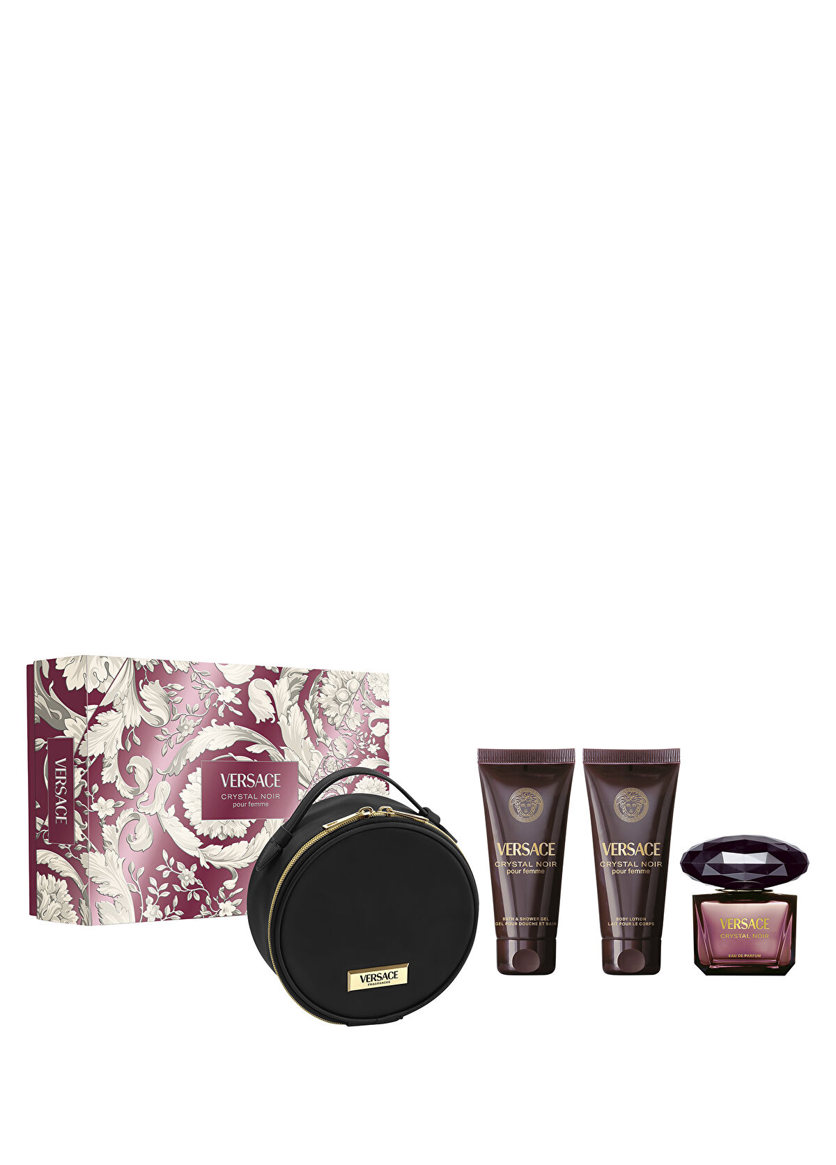 Versace Crystal Noir EDP 90 ml Parfüm + 100 ml Duş Jeli + 100 ml Vücut Losyonu + Pouch Kadın Parfüm Seti  - 1