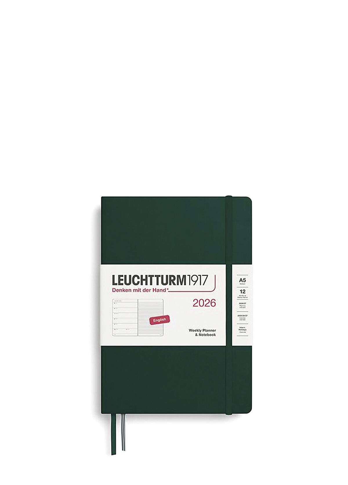 Leuchtturm 1917 Forest Green A5 Hard Cover English Lined 2026