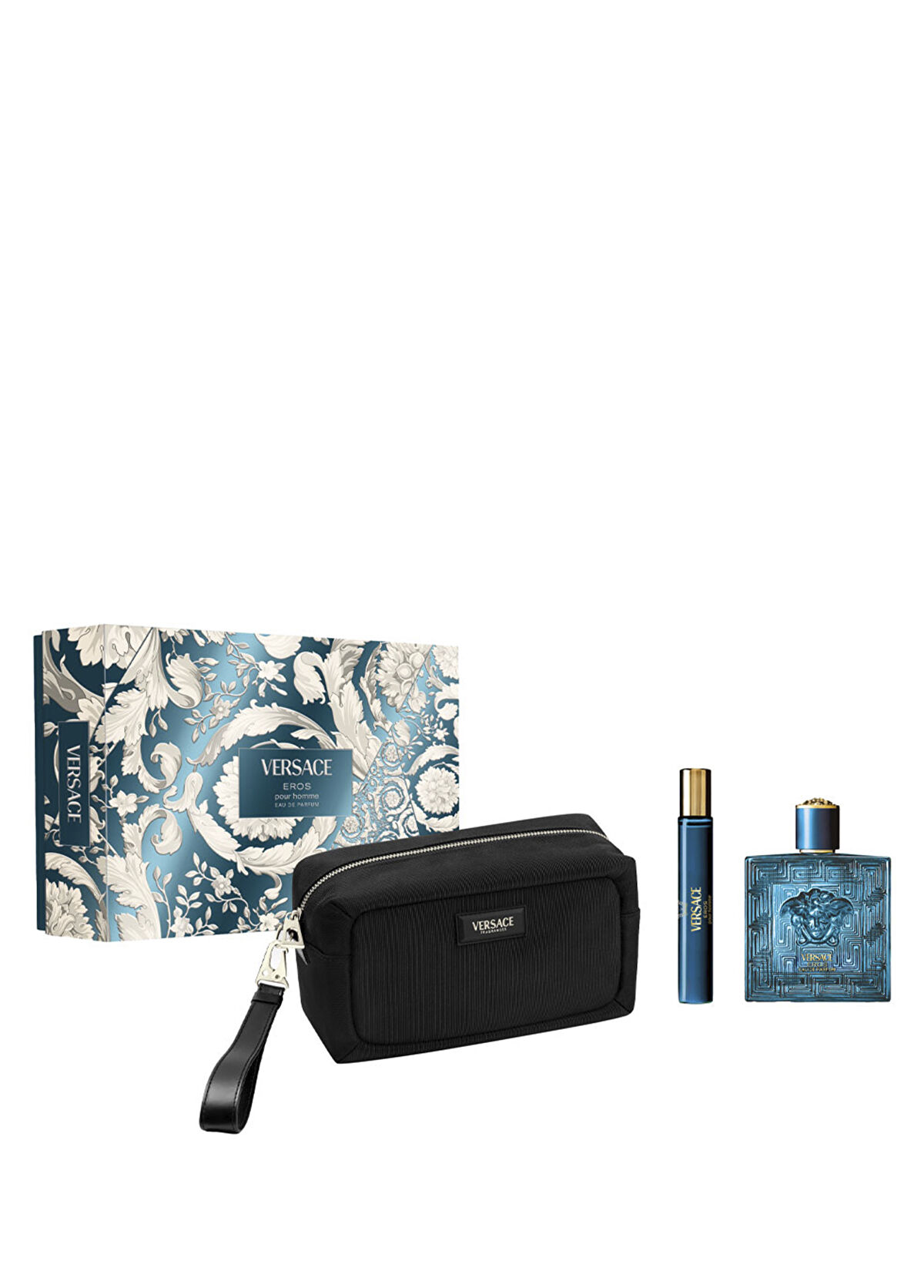 Versace Eros EDP 100 ml + Seyahat Boy Parfüm 10 ml + Çanta EDP Erkek Parfüm Seti  - 1