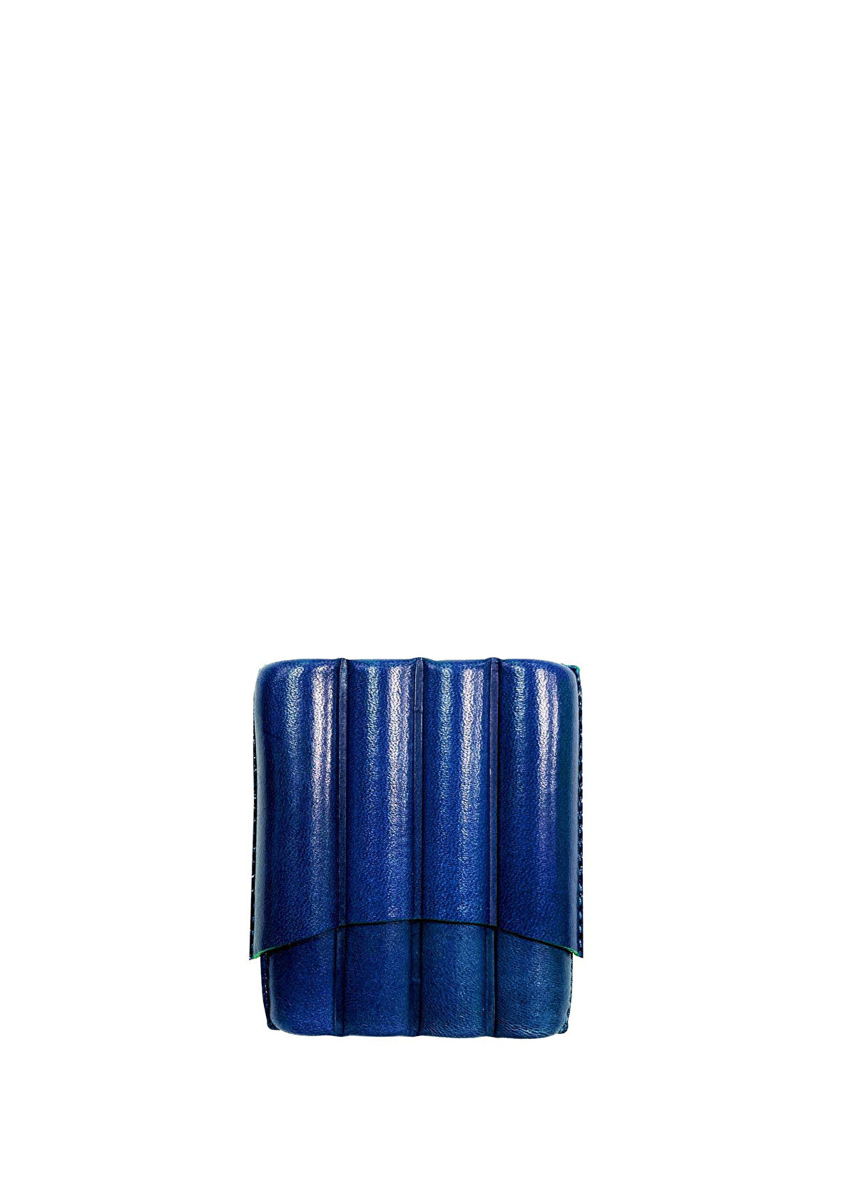 Lubinski Italy Italian Leather Toscanello Corrugated Blue 4-Pack Cigar Case - 1