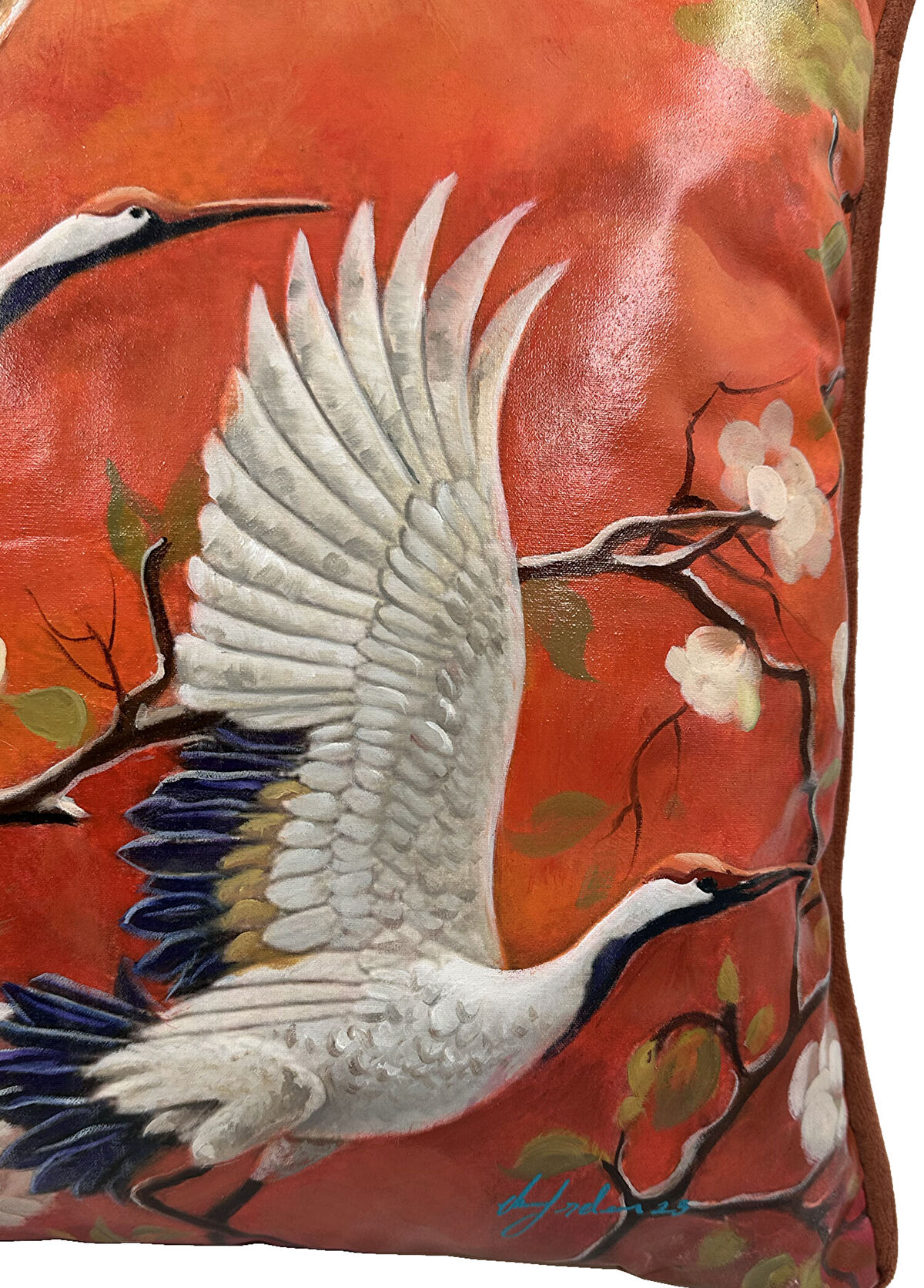 Elif Erdem Migratory Birds Patterned Linen Decorative Throw Pillow 45 x 45 cm - 3