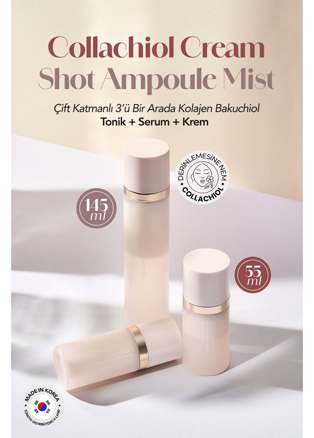 CELLRE Çift Katmanlı 3'ü Bir Arada Kolajen Bakuchiol Shot Collachiol Mist Tonik+Serum+Krem 55 ml - 3