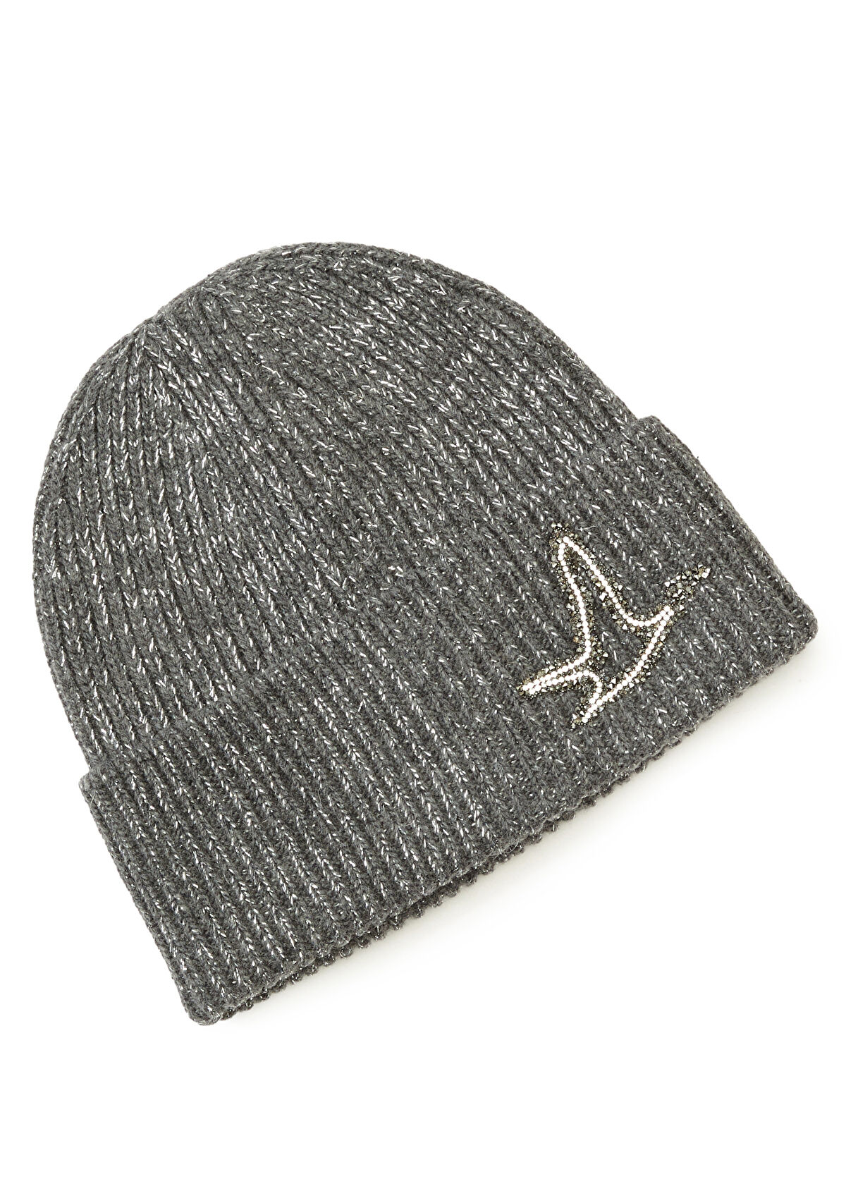 Beymen Club Grey Glitter Women's Wool Knit Beanie - 3