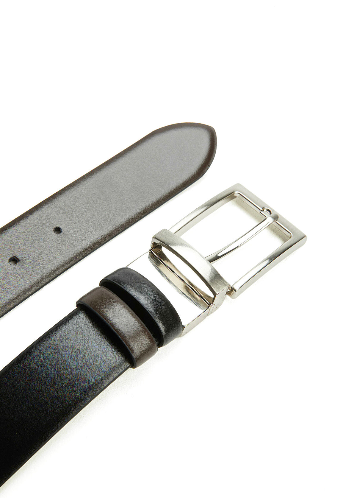 Beymen Club Black Brown Double Sided Men's Leather Belt - 3