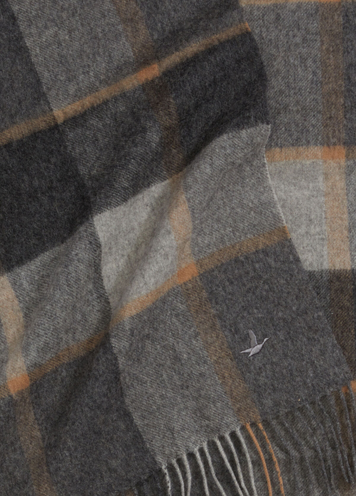 Beymen Club Grey Plaid Men's Wool Scarf - 3
