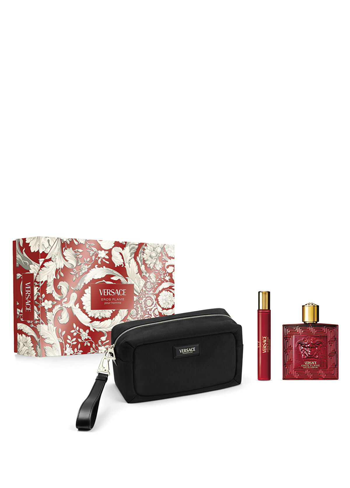 Versace Eros Flame EDP Parfüm 100 ml + Seyahat Boy 10 ml + Çanta Erkek Parfüm Seti - 1