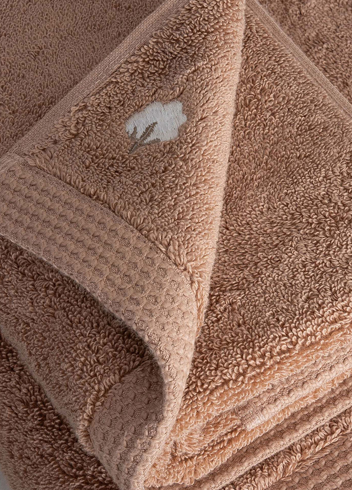 Ecocotton Pure Cotton Kahve Kelebek Bordürlü Organik Pamuk Nakışlı 3'lü Havlu Seti - 3