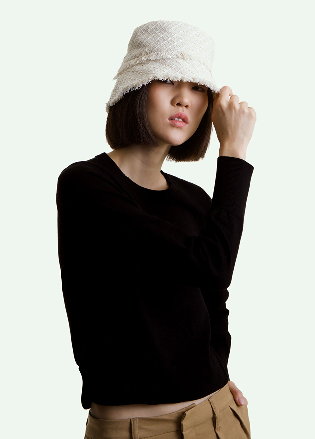 Sibi Hats Danny Beyaz Simli Tüvit Kadın Kova Şapka - 3